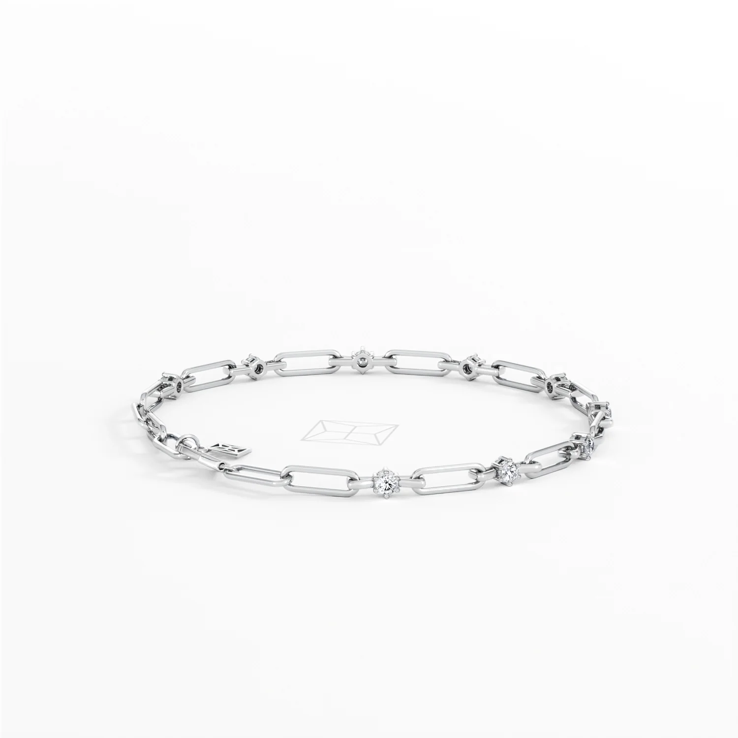 Paperclip 0.36ct Lab Diamond Link Bracelet in 18K White Gold - Image 36