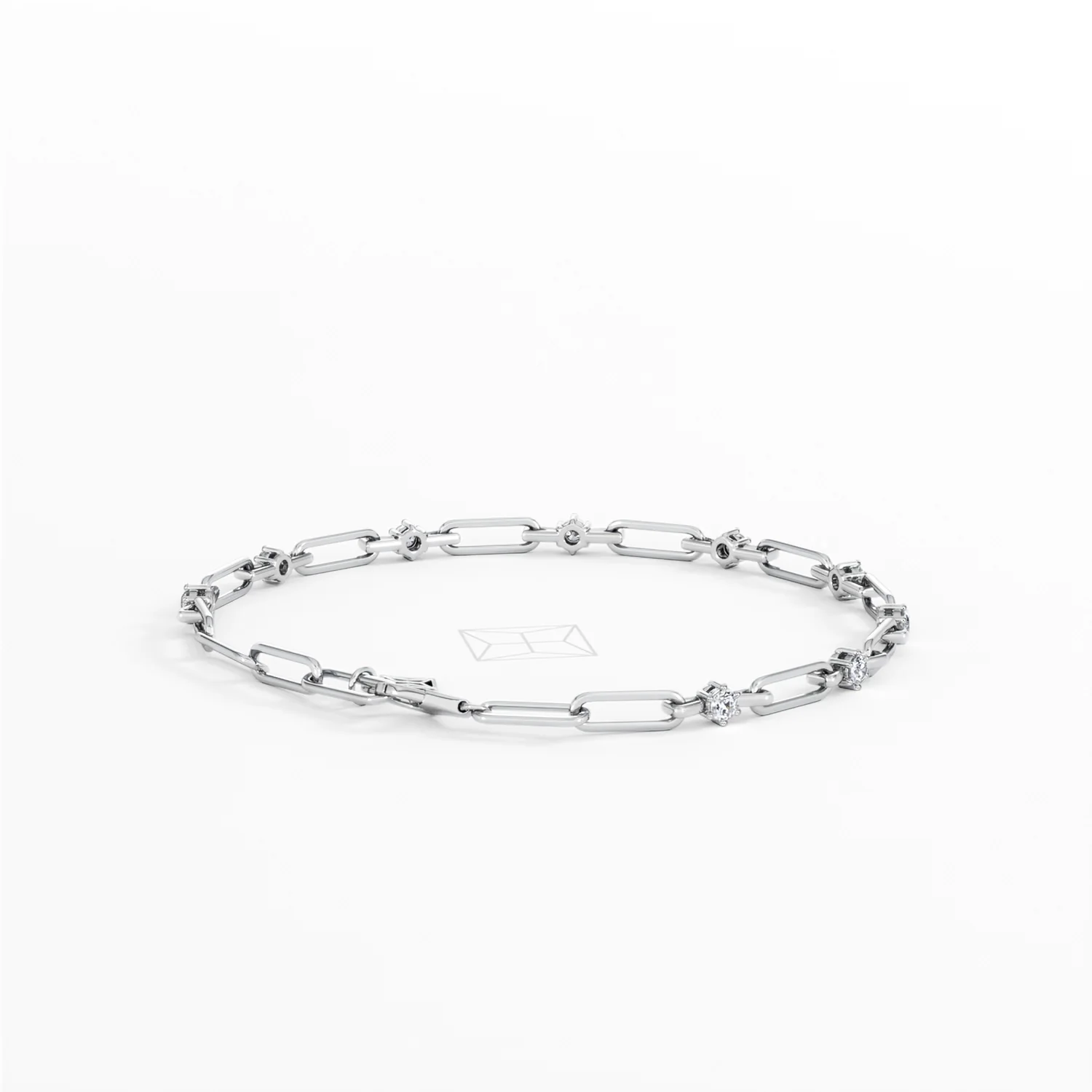 Paperclip 0.36ct Lab Diamond Link Bracelet in 18K White Gold - Image 41