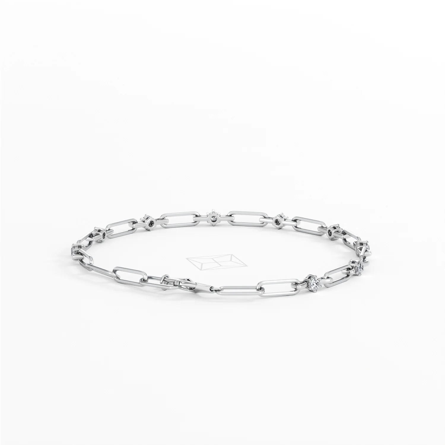 Paperclip 0.36ct Lab Diamond Link Bracelet in 18K White Gold - Image 43