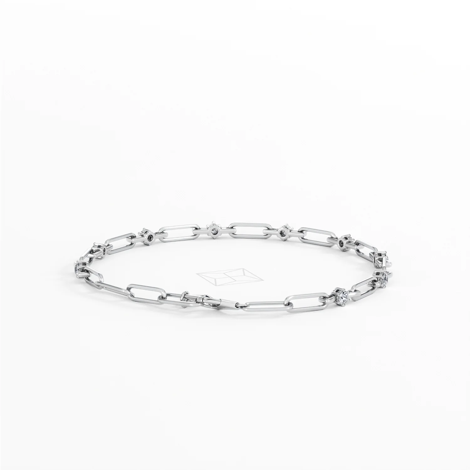 Paperclip 0.36ct Lab Diamond Link Bracelet in 18K White Gold - Image 44