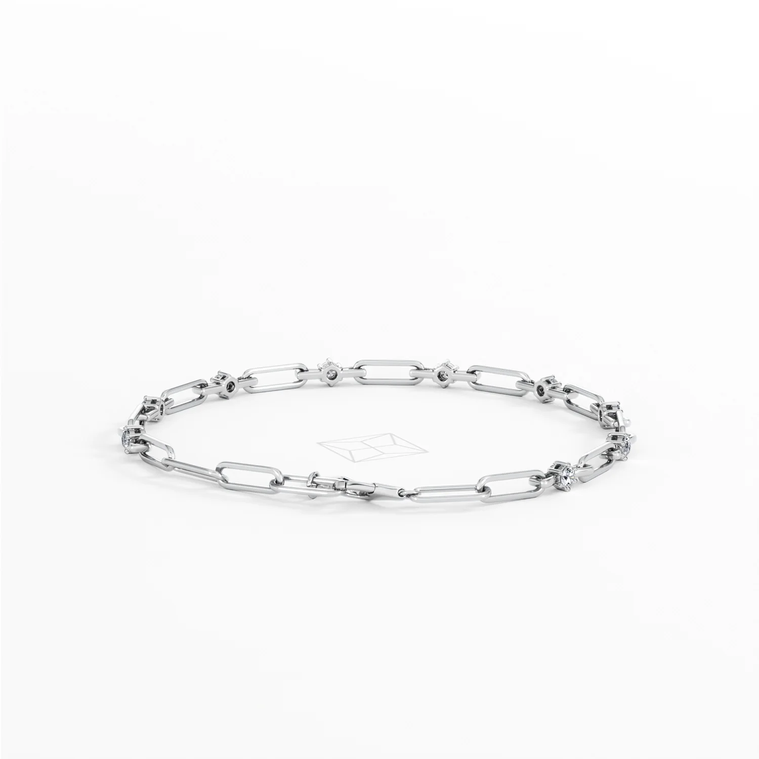 Paperclip 0.36ct Lab Diamond Link Bracelet in 18K White Gold - Image 45