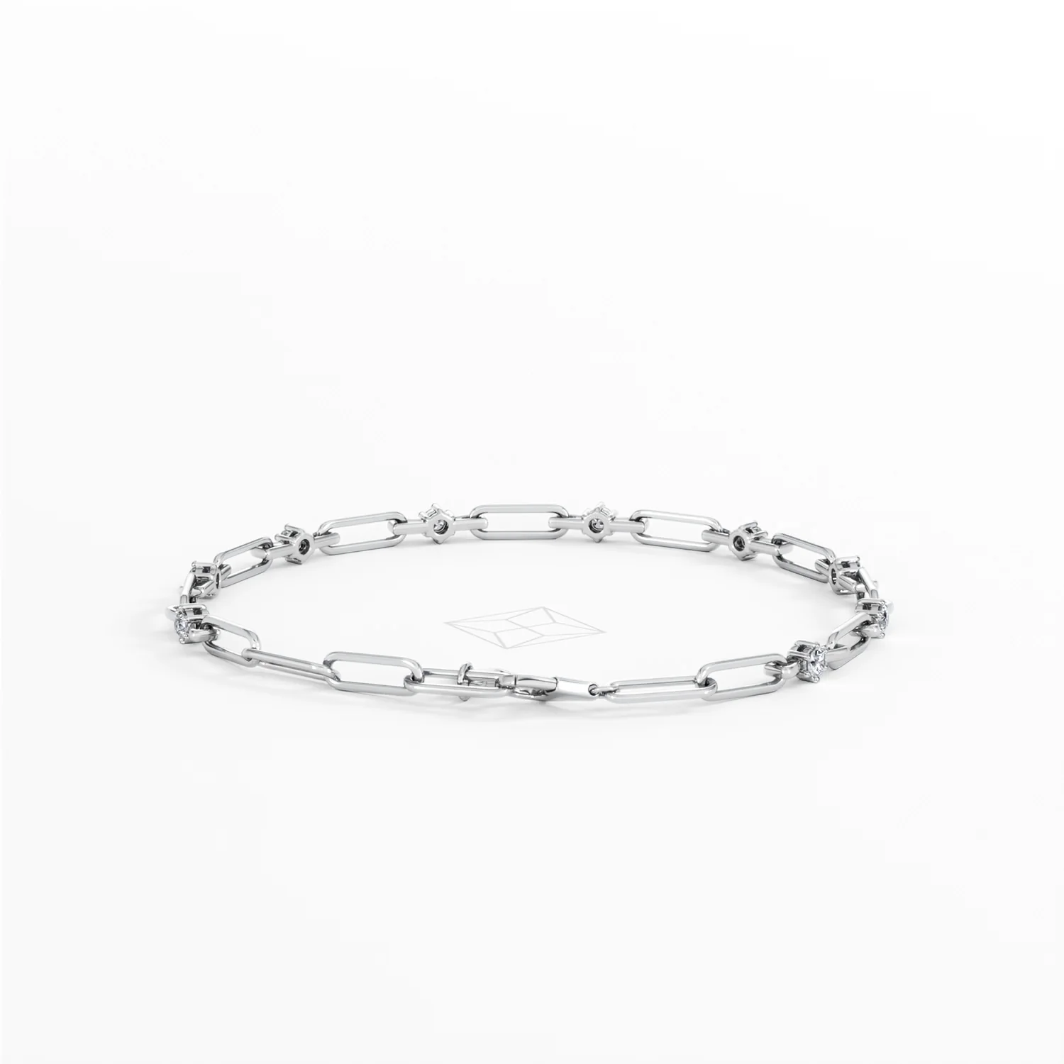 Paperclip 0.36ct Lab Diamond Link Bracelet in 18K White Gold - Image 46