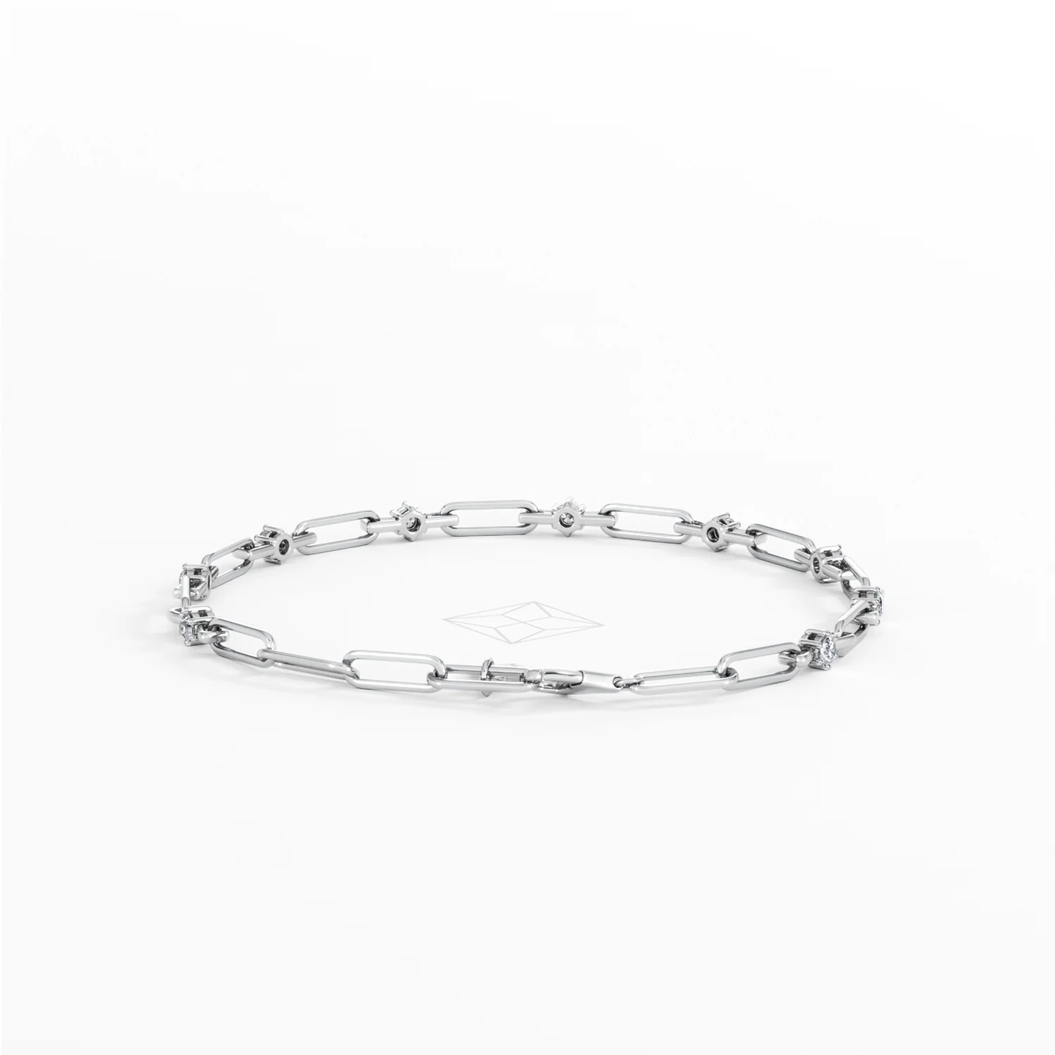 Paperclip 0.36ct Lab Diamond Link Bracelet in 18K White Gold - Image 47