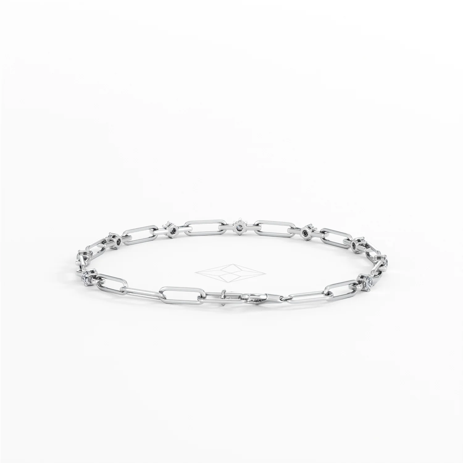 Paperclip 0.36ct Lab Diamond Link Bracelet in 18K White Gold - Image 48