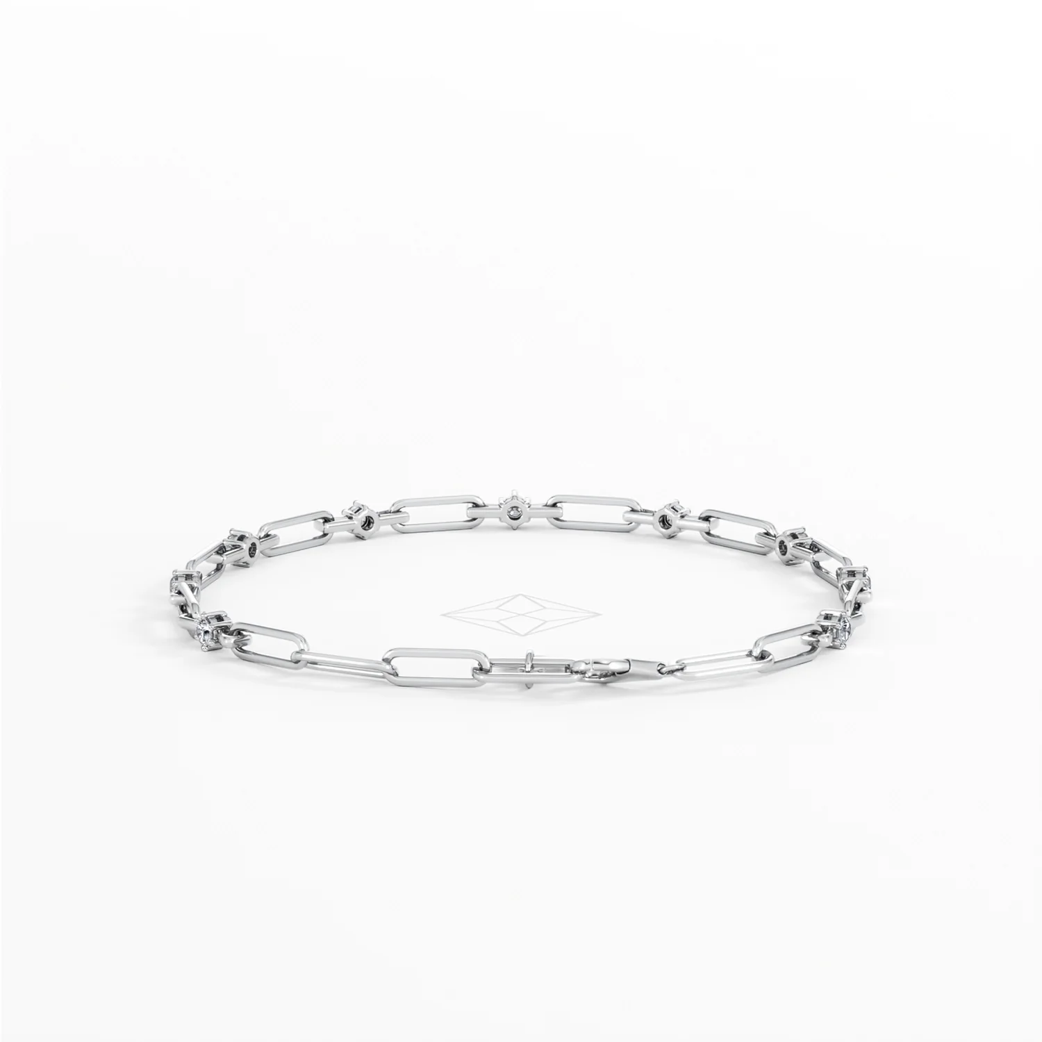 Paperclip 0.36ct Lab Diamond Link Bracelet in 18K White Gold - Image 49