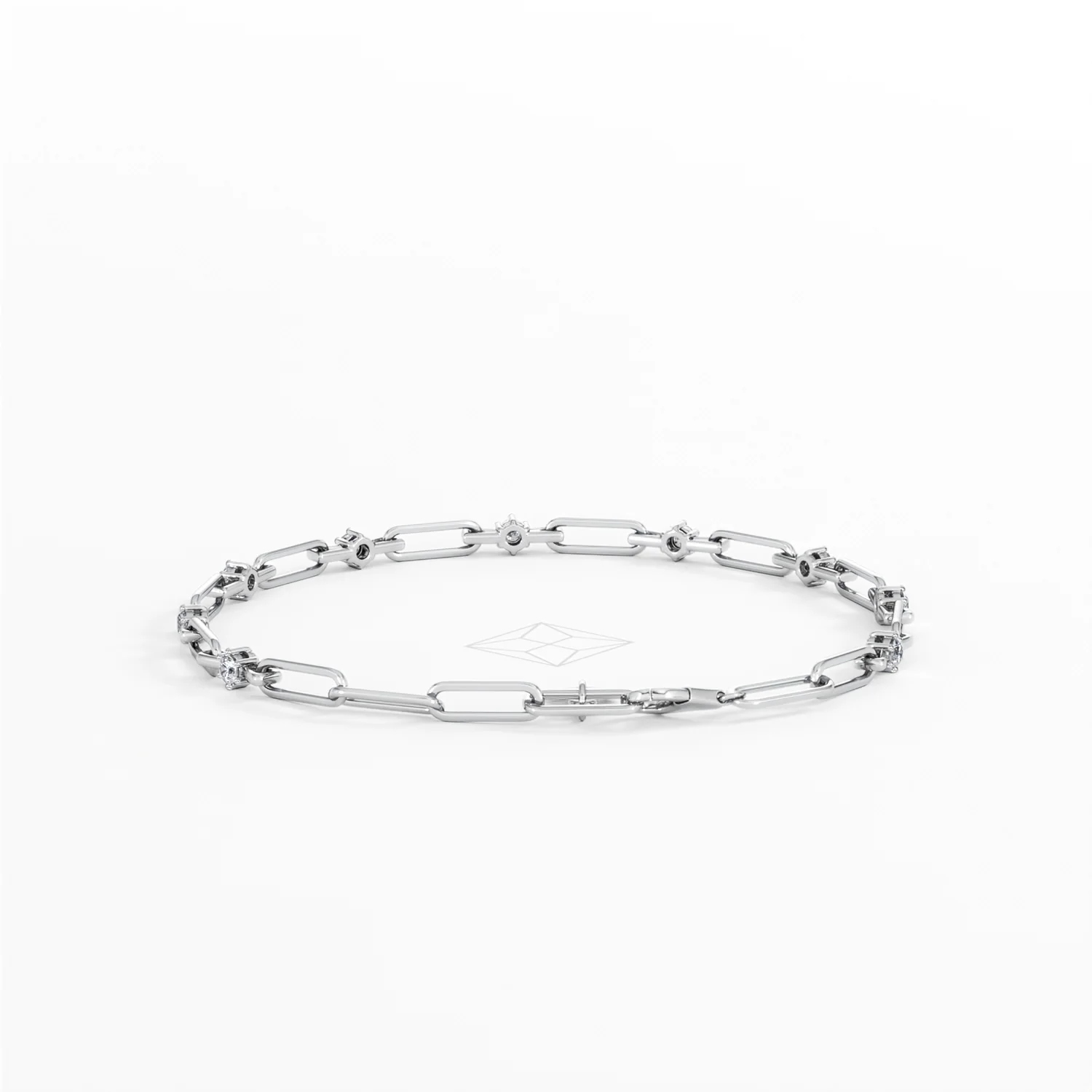 Paperclip 0.36ct Lab Diamond Link Bracelet in 18K White Gold - Image 50