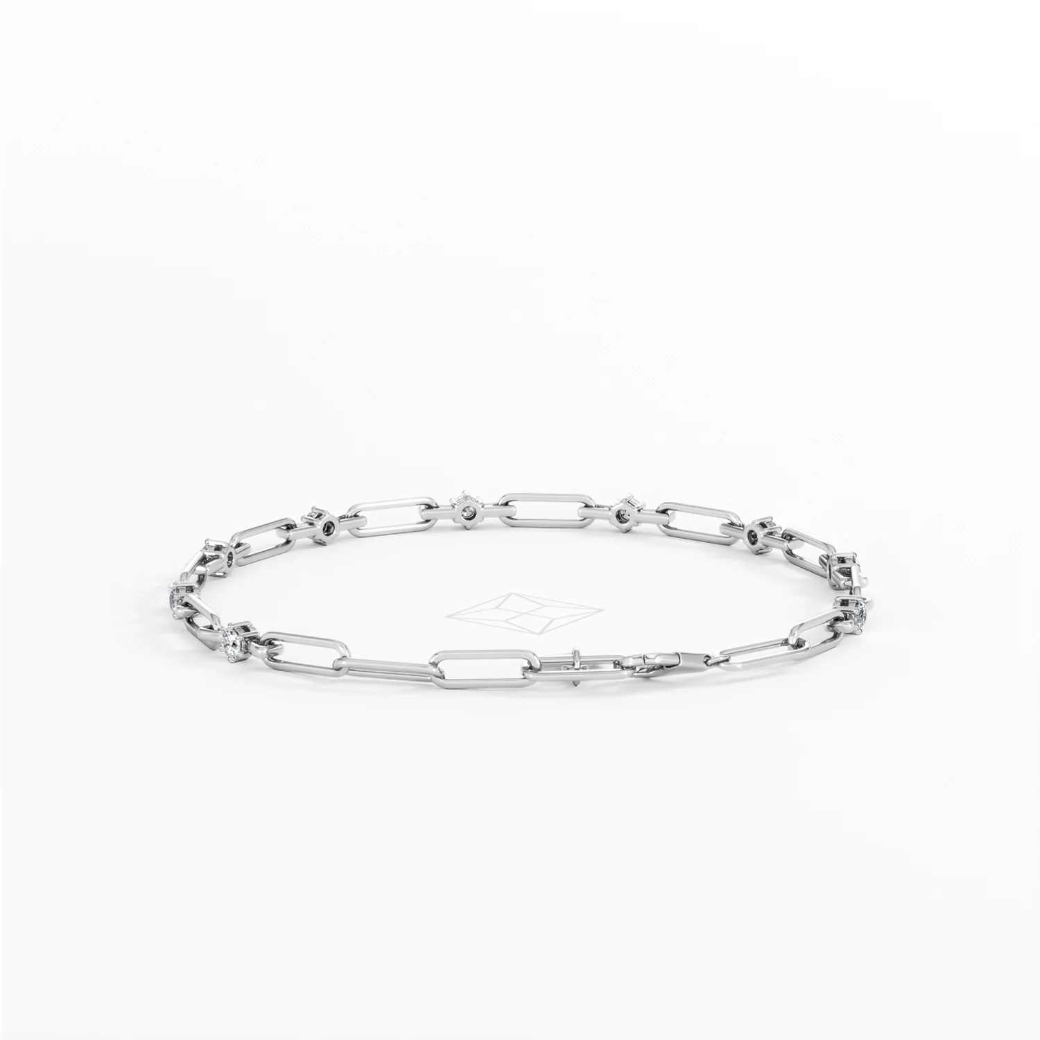 Paperclip 0.36ct Lab Diamond Link Bracelet in 18K White Gold - Image 51