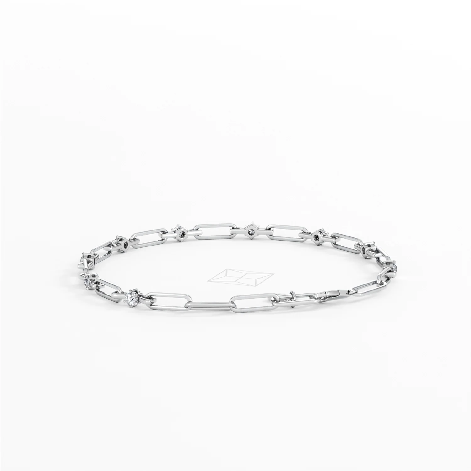 Paperclip 0.36ct Lab Diamond Link Bracelet in 18K White Gold - Image 54
