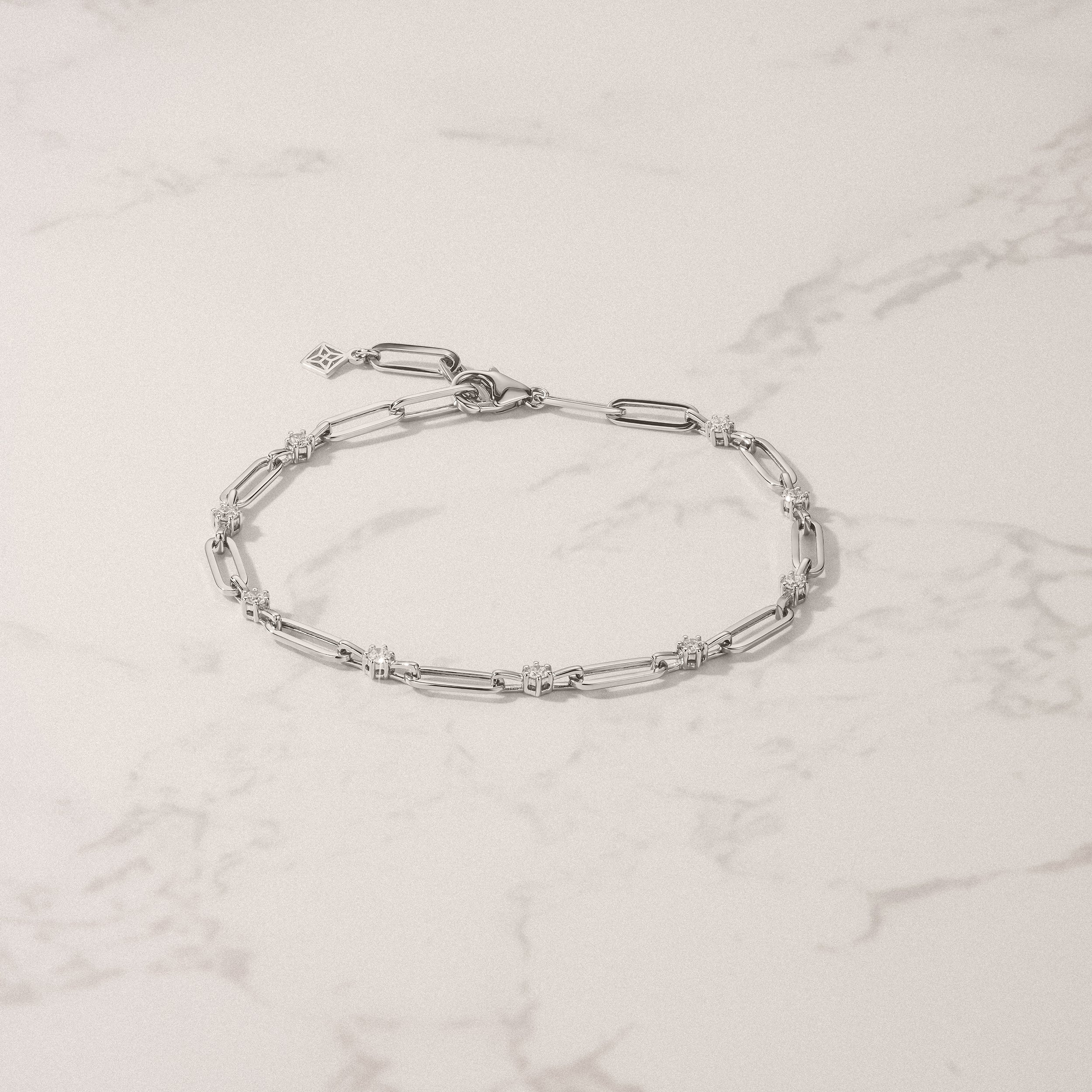 Paperclip 0.36ct Lab Diamond Link Bracelet in 18K White Gold - Image 6