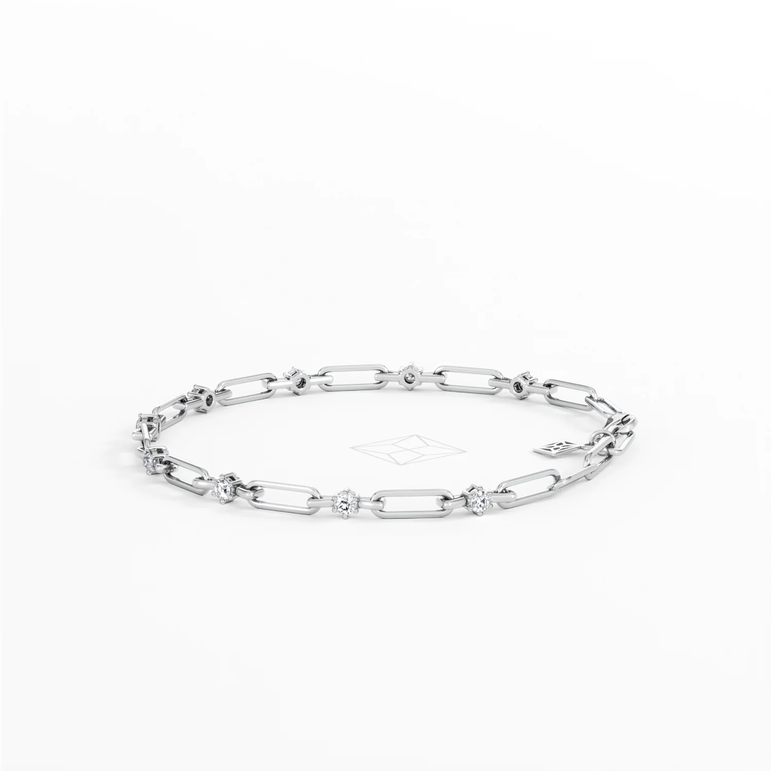 Paperclip 0.36ct Lab Diamond Link Bracelet in 18K White Gold - Image 67