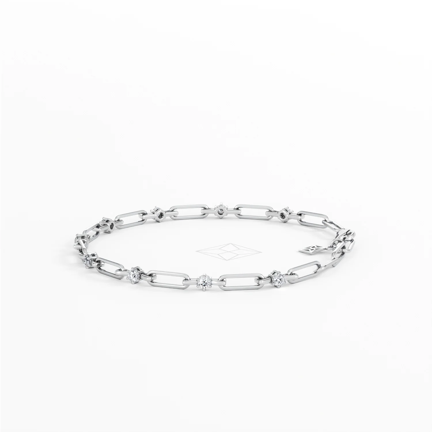Paperclip 0.36ct Lab Diamond Link Bracelet in 18K White Gold - Image 68