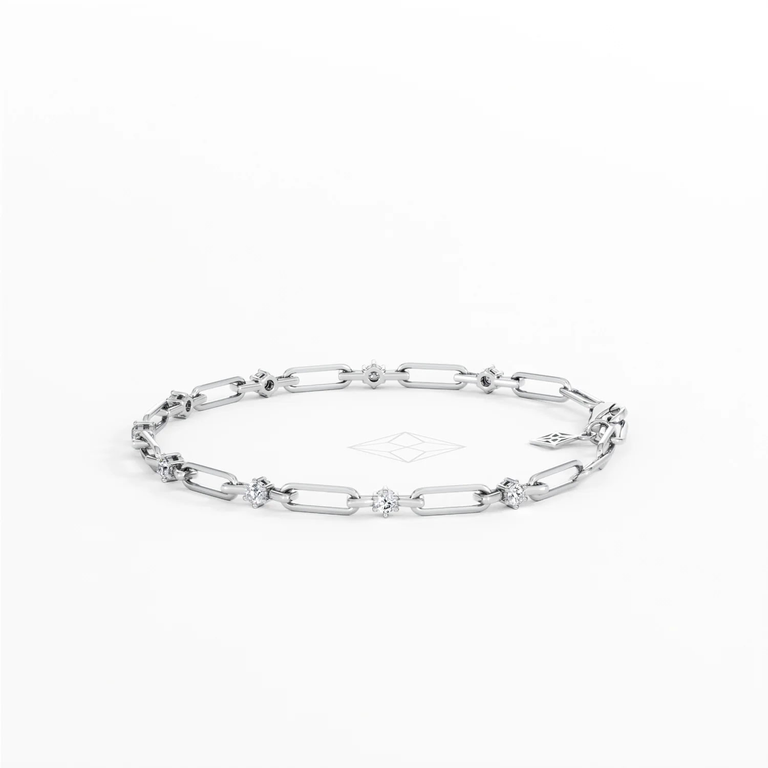 Paperclip 0.36ct Lab Diamond Link Bracelet in 18K White Gold - Image 69