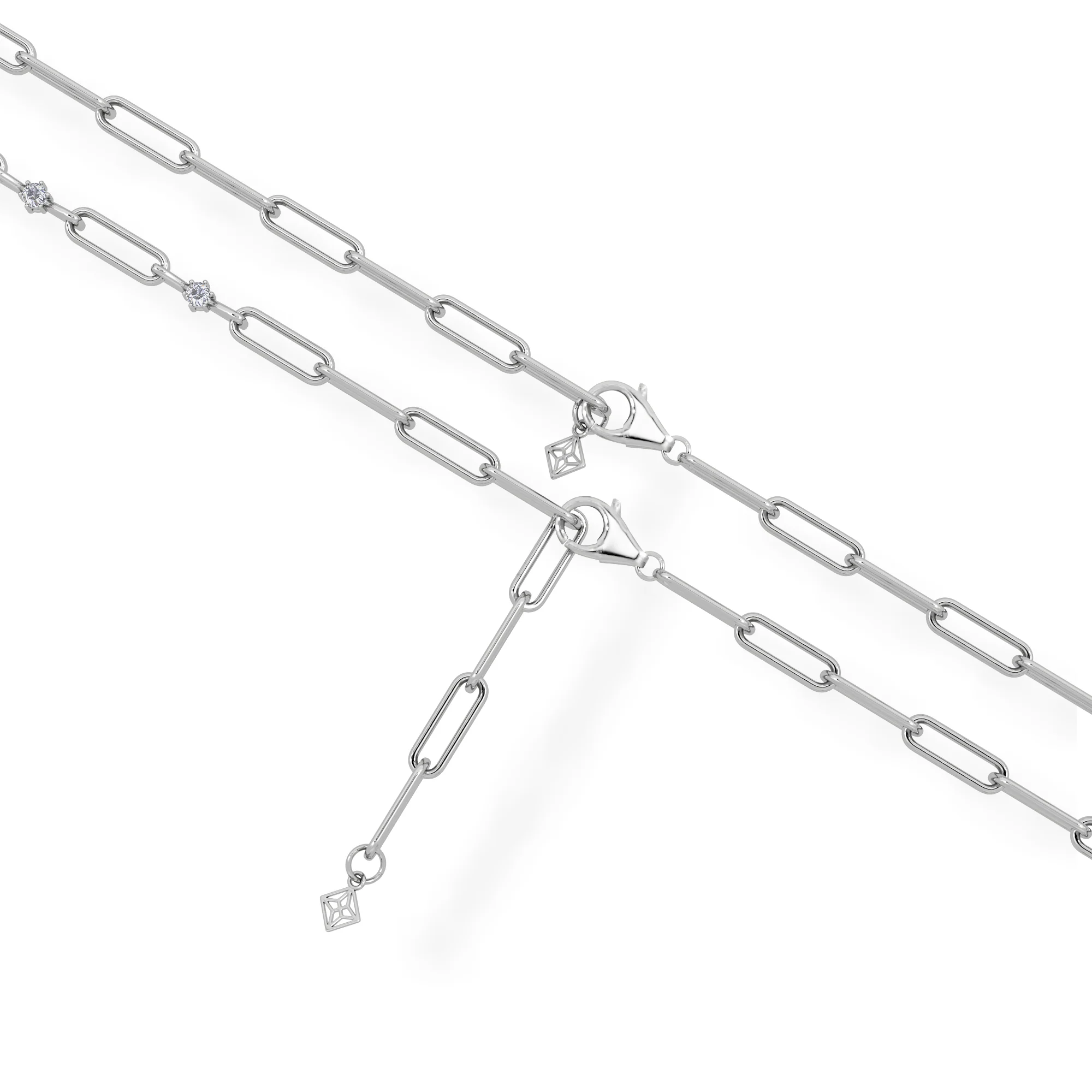 Paperclip 0.36ct Lab Diamond Link Bracelet in 18K White Gold - Image 7
