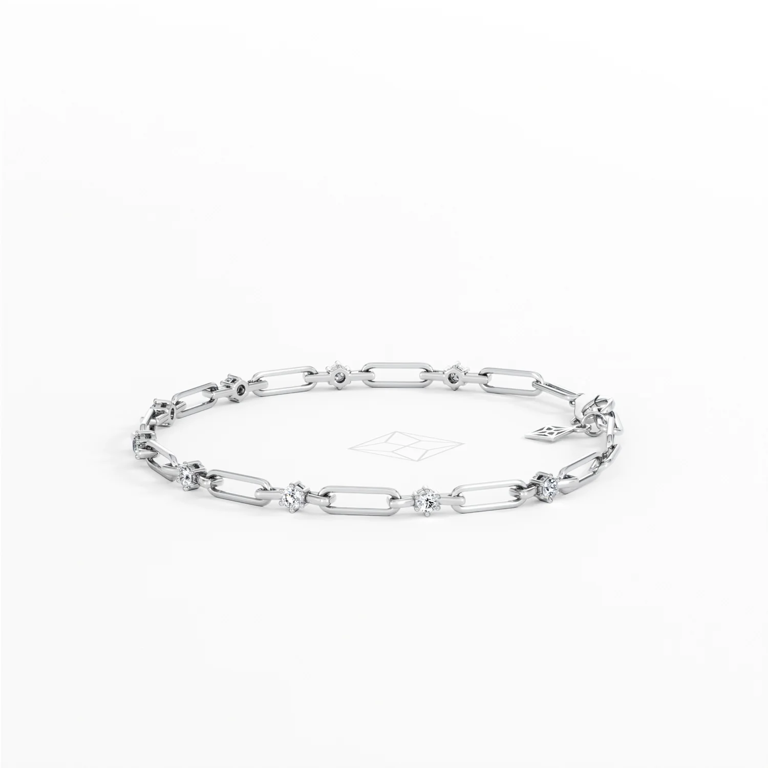 Paperclip 0.36ct Lab Diamond Link Bracelet in 18K White Gold - Image 71