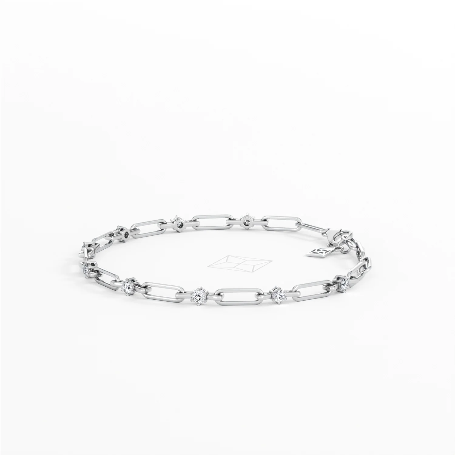 Paperclip 0.36ct Lab Diamond Link Bracelet in 18K White Gold - Image 73