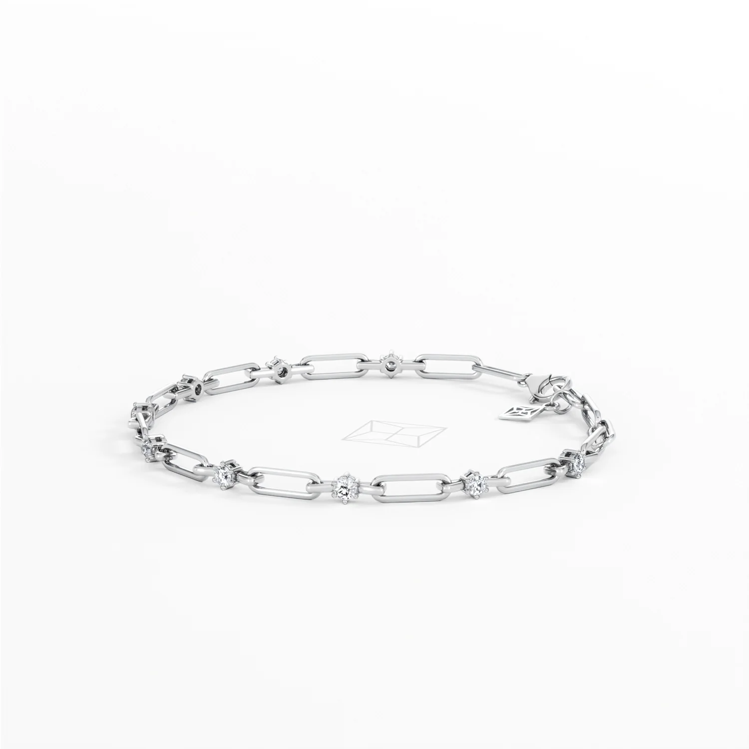 Paperclip 0.36ct Lab Diamond Link Bracelet in 18K White Gold - Image 74