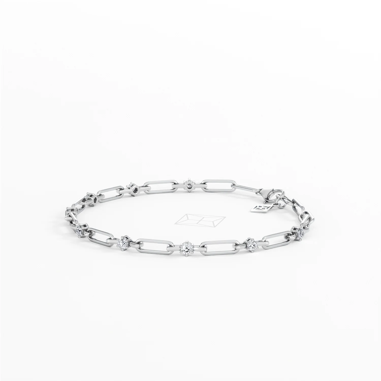 Paperclip 0.36ct Lab Diamond Link Bracelet in 18K White Gold - Image 75