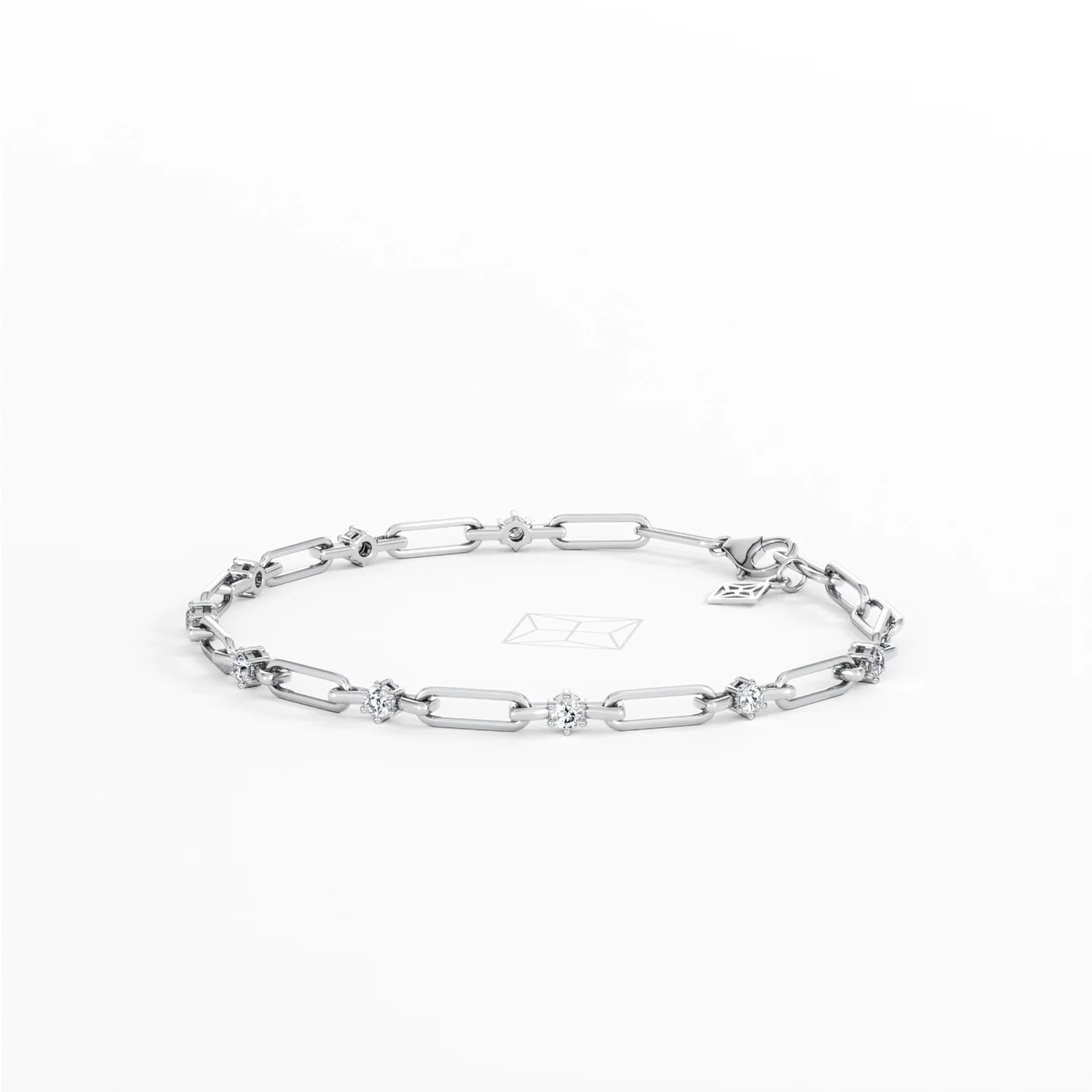 Paperclip 0.36ct Lab Diamond Link Bracelet in 18K White Gold - Image 76