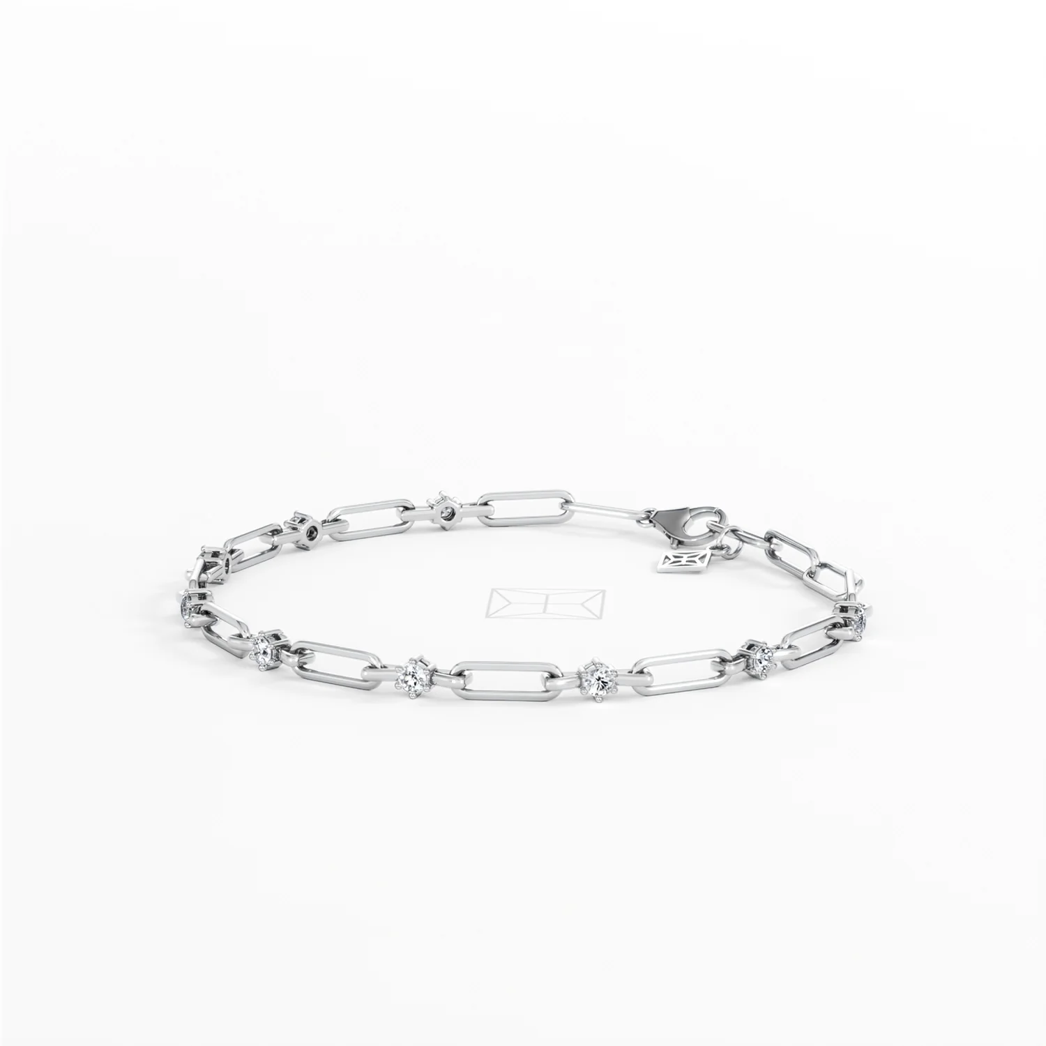 Paperclip 0.36ct Lab Diamond Link Bracelet in 18K White Gold - Image 78