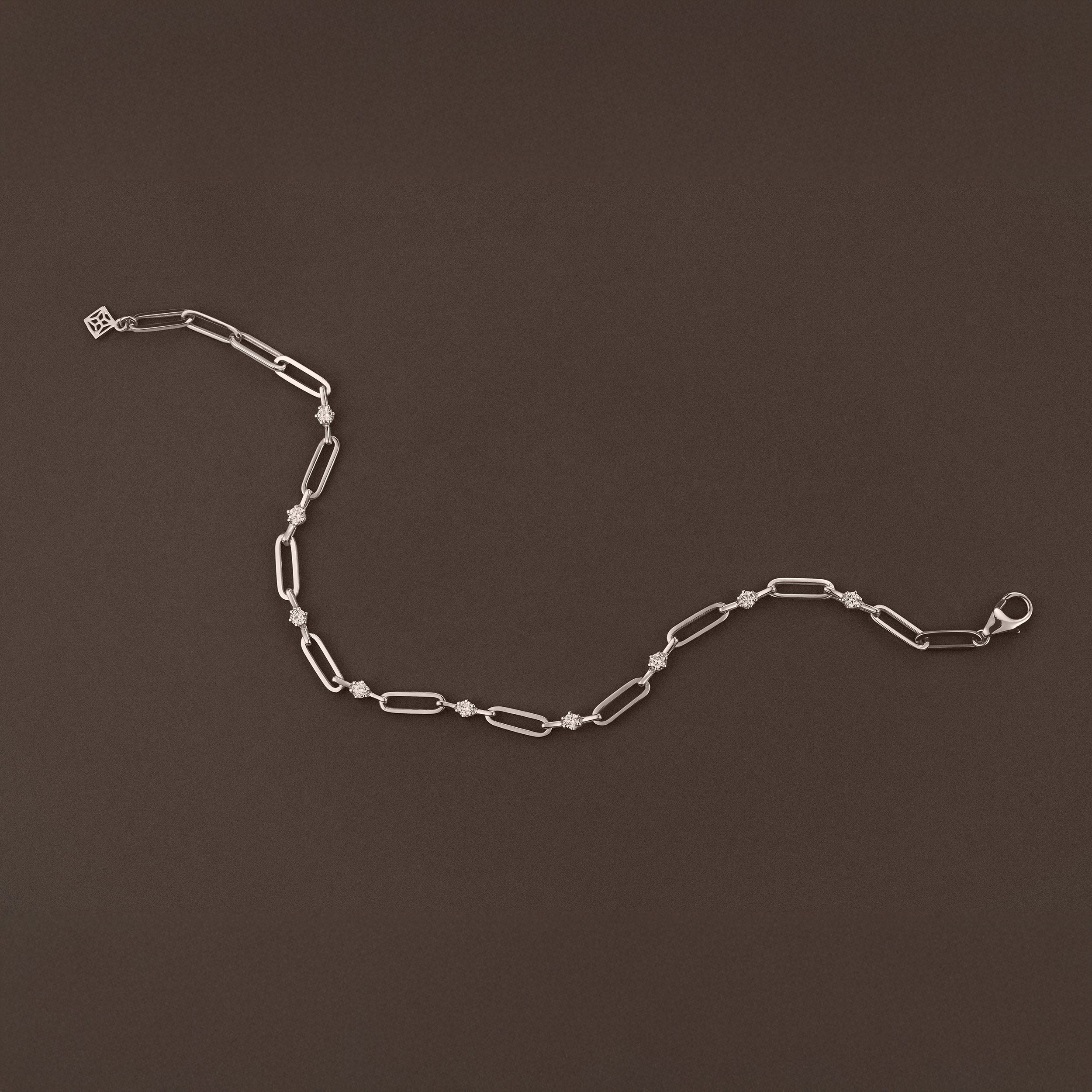 Paperclip 0.36ct Lab Diamond Link Bracelet in 18K White Gold - Image 8