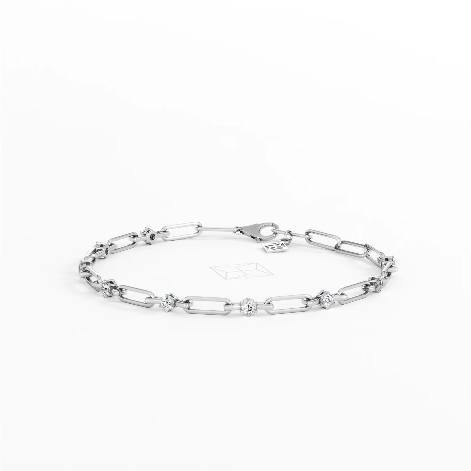 Paperclip 0.36ct Lab Diamond Link Bracelet in 18K White Gold - Image 83