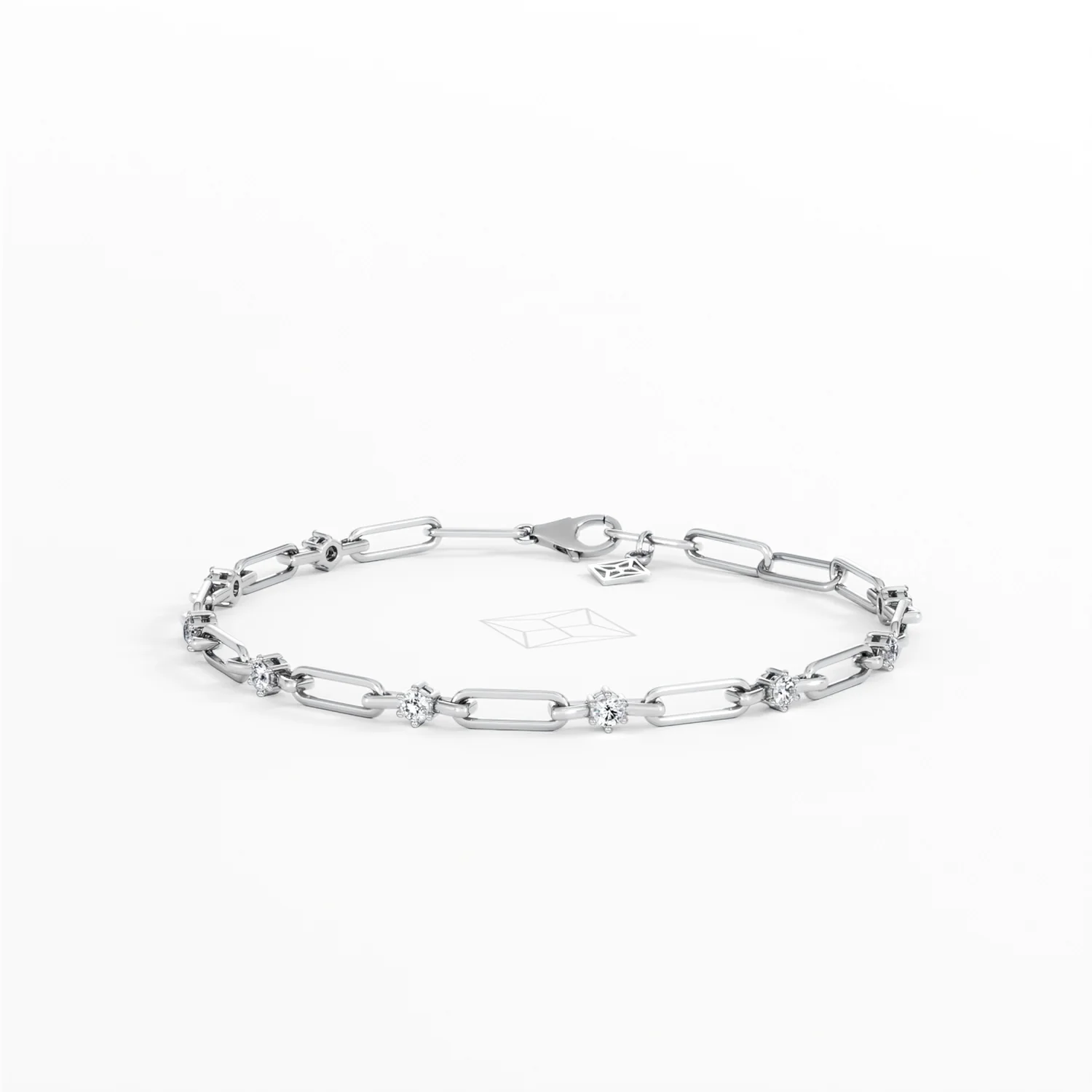 Paperclip 0.36ct Lab Diamond Link Bracelet in 18K White Gold - Image 84