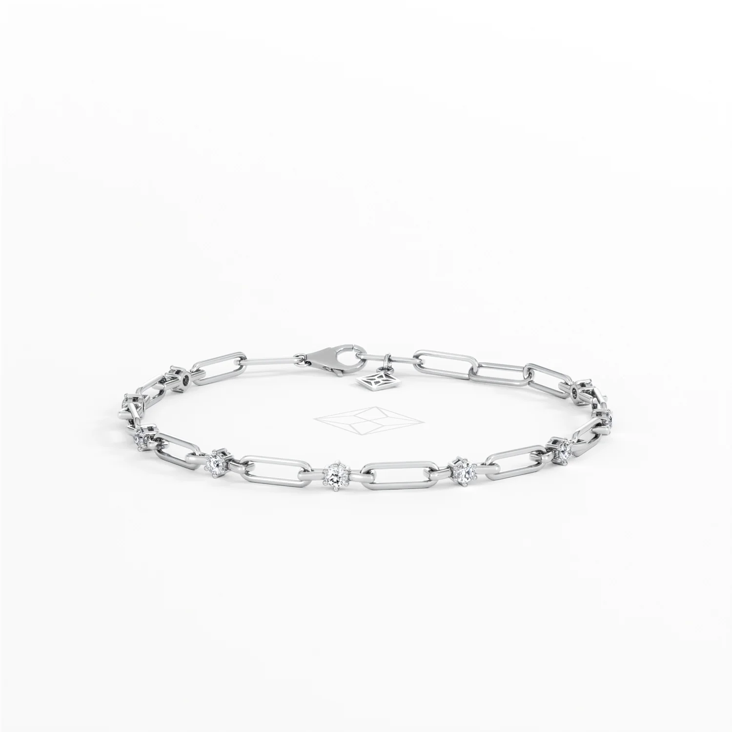 Paperclip 0.36ct Lab Diamond Link Bracelet in 18K White Gold - Image 87