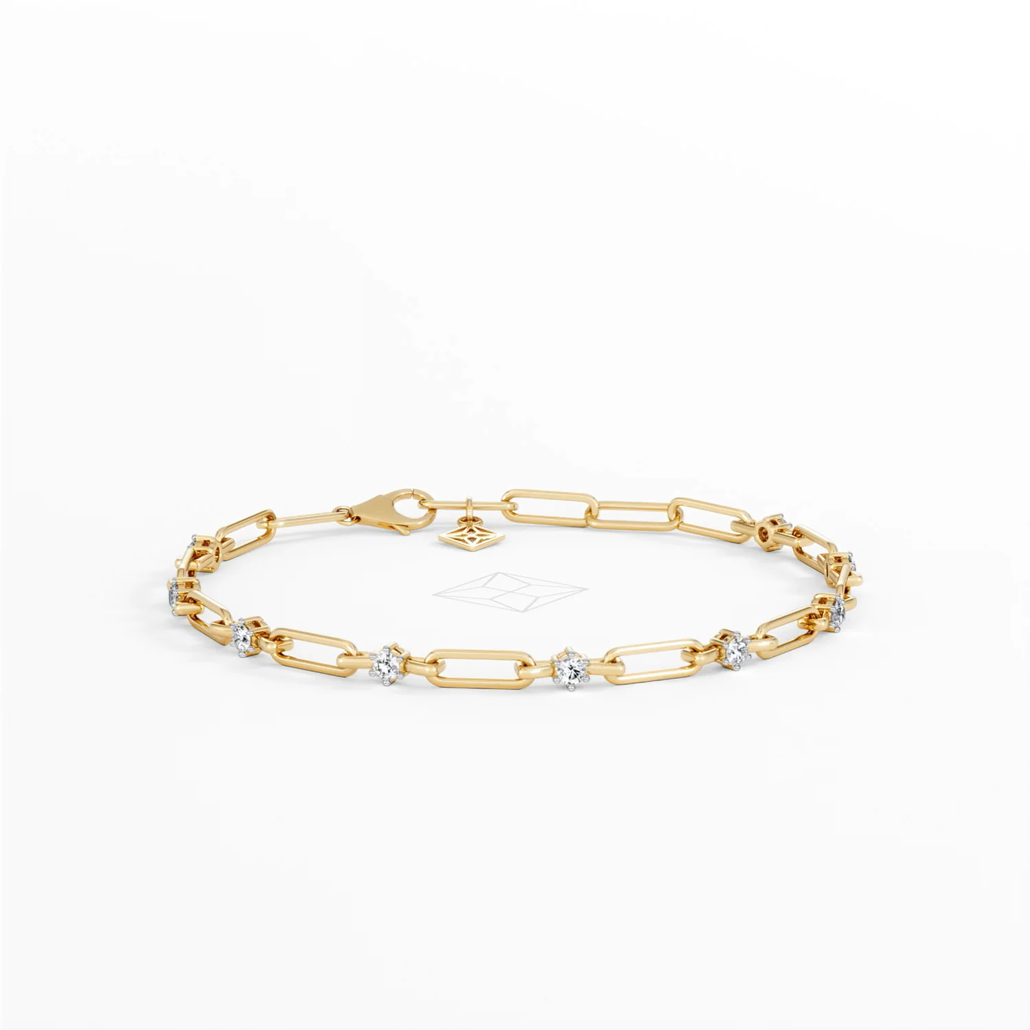 Paperclip 0.36ct Lab Diamond Link Bracelet in 18K Yellow Gold - Image 10