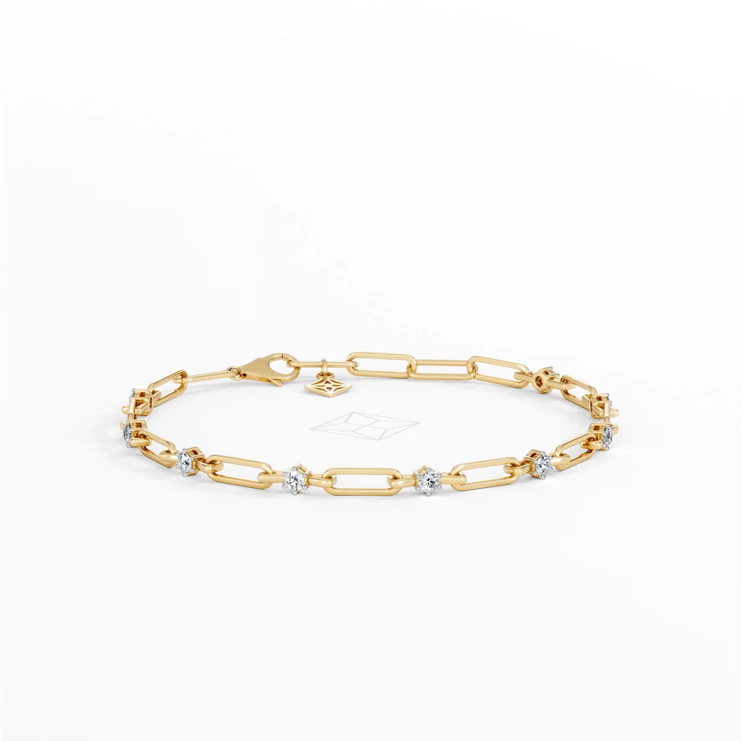 Paperclip 0.36ct Lab Diamond Link Bracelet in 18K Yellow Gold - Image 11