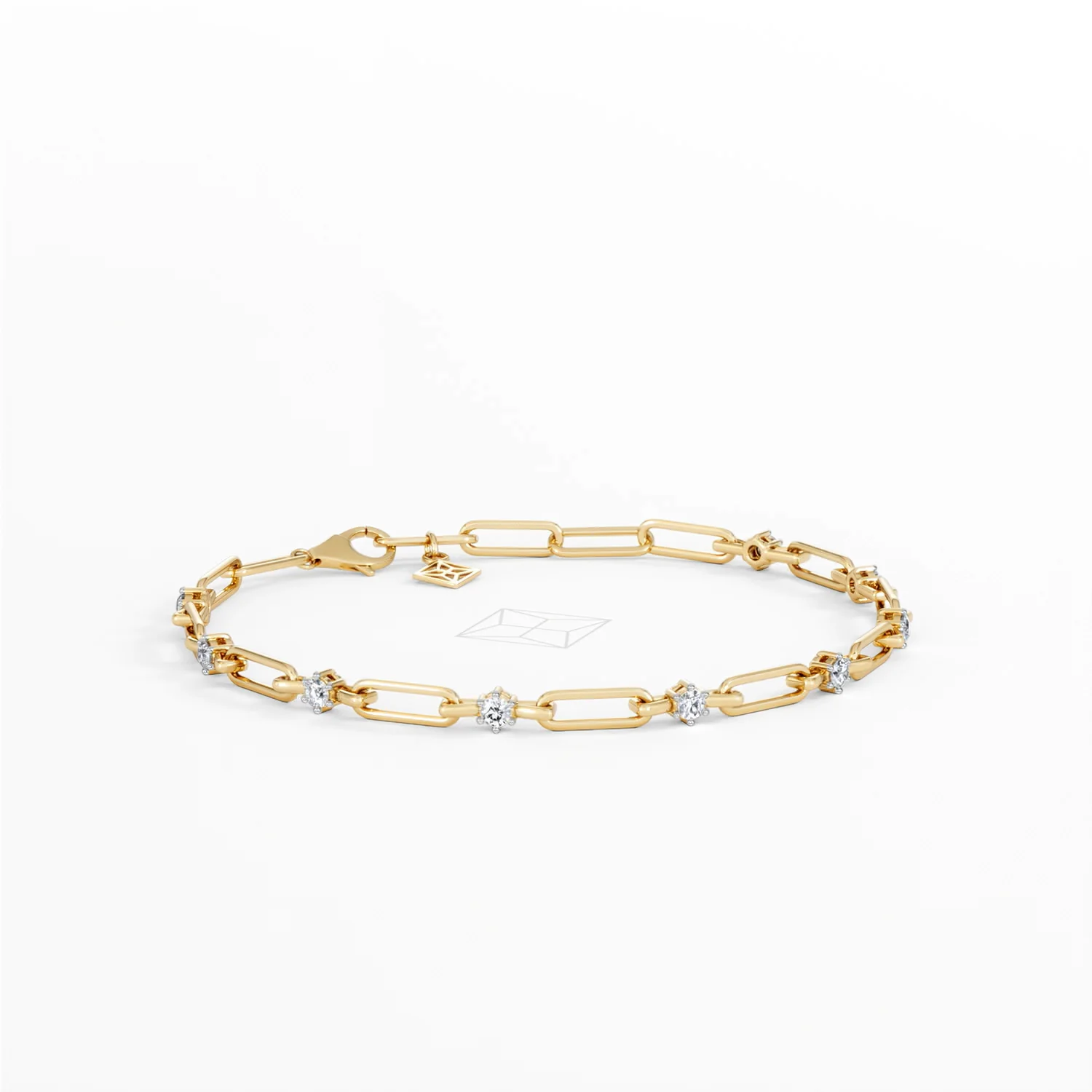 Paperclip 0.36ct Lab Diamond Link Bracelet in 18K Yellow Gold - Image 13