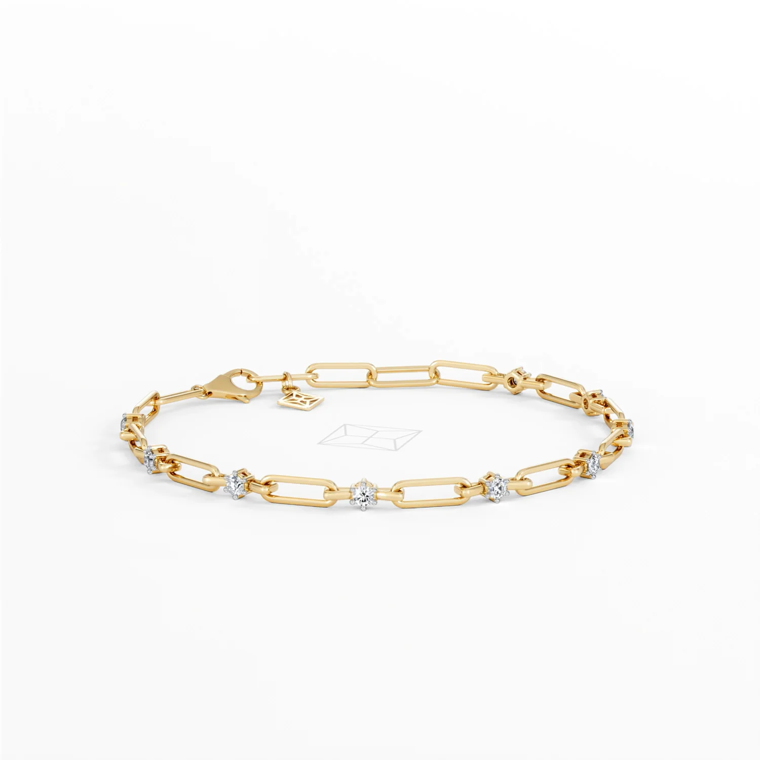 Paperclip 0.36ct Lab Diamond Link Bracelet in 18K Yellow Gold - Image 14