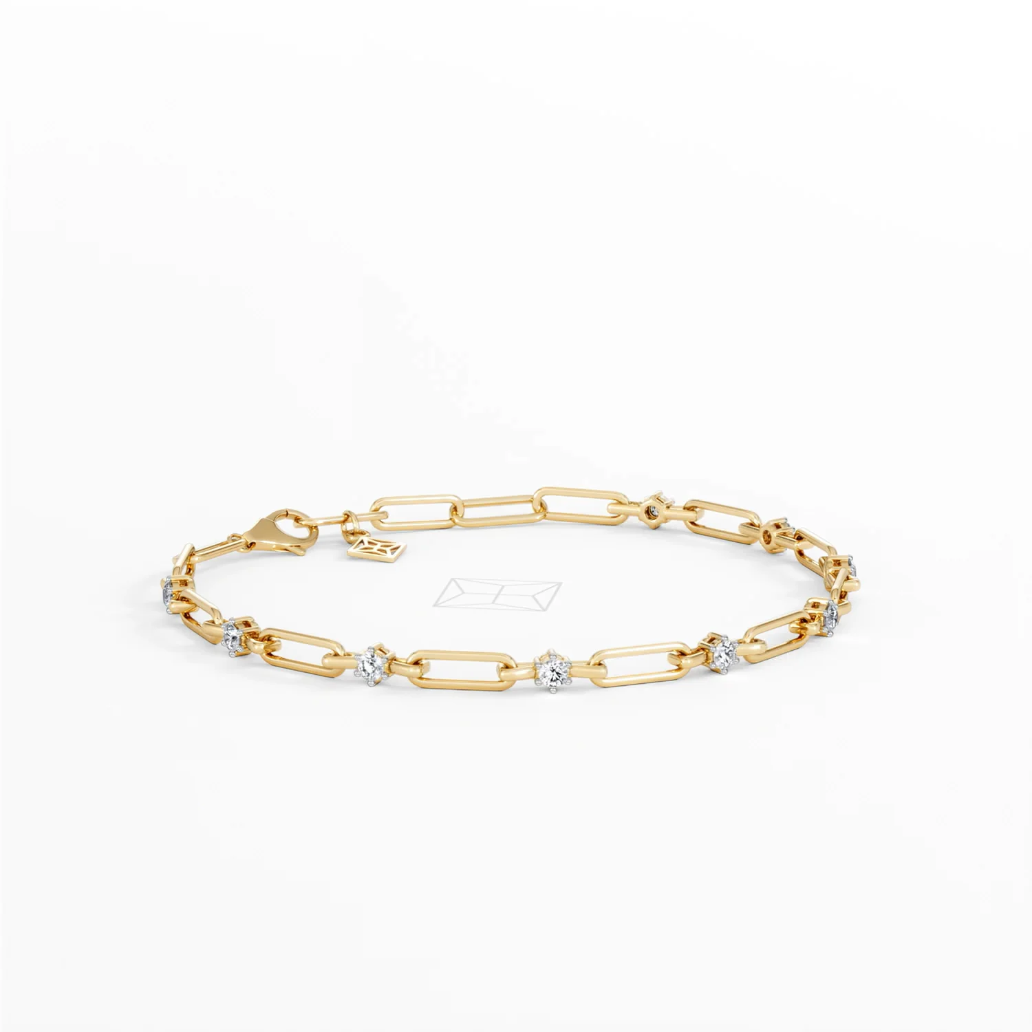 Paperclip 0.36ct Lab Diamond Link Bracelet in 18K Yellow Gold - Image 16
