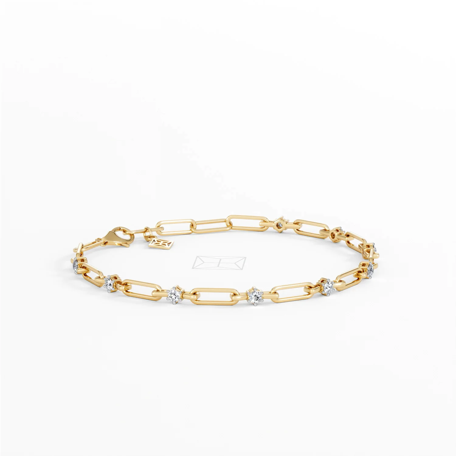 Paperclip 0.36ct Lab Diamond Link Bracelet in 18K Yellow Gold - Image 17