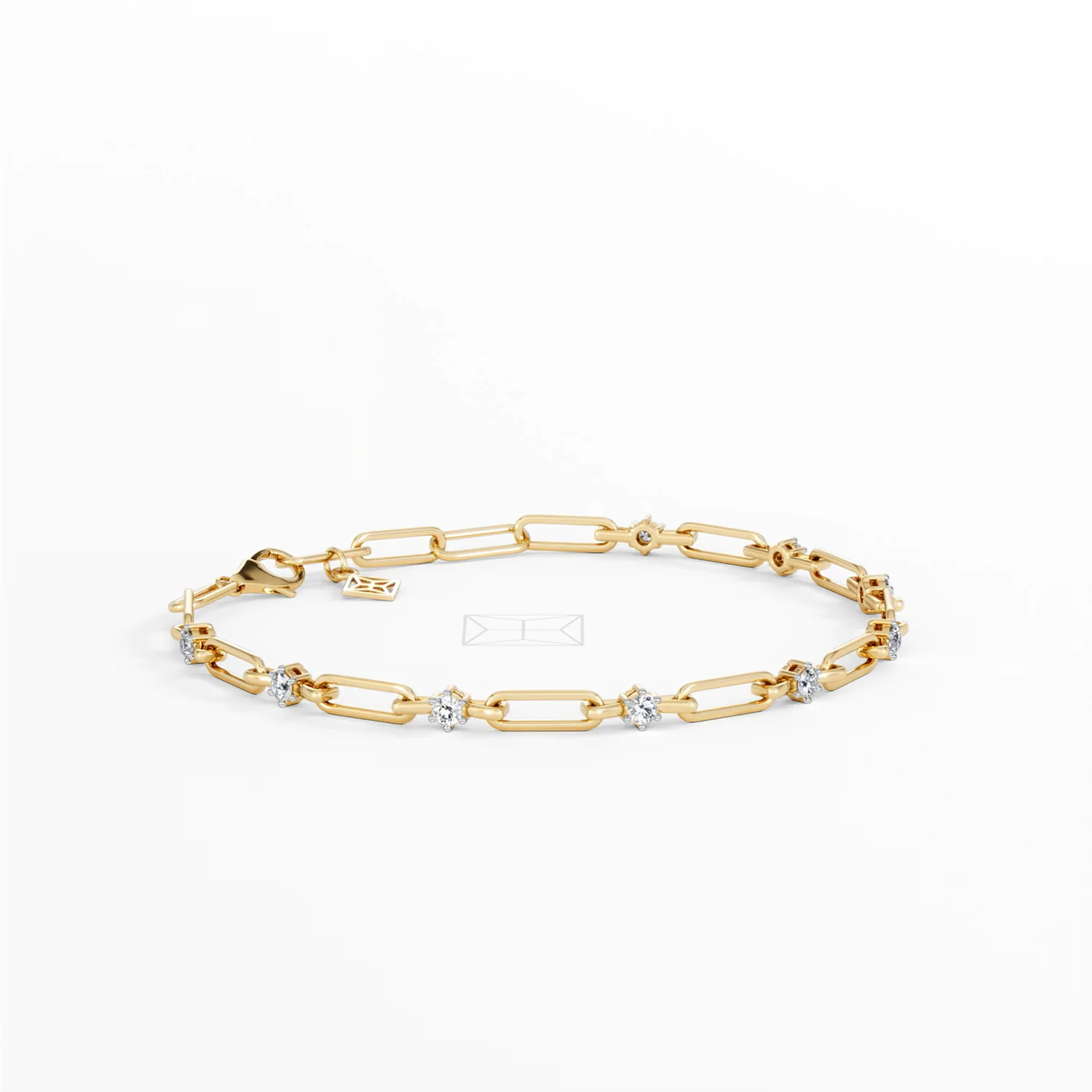 Paperclip 0.36ct Lab Diamond Link Bracelet in 18K Yellow Gold - Image 18