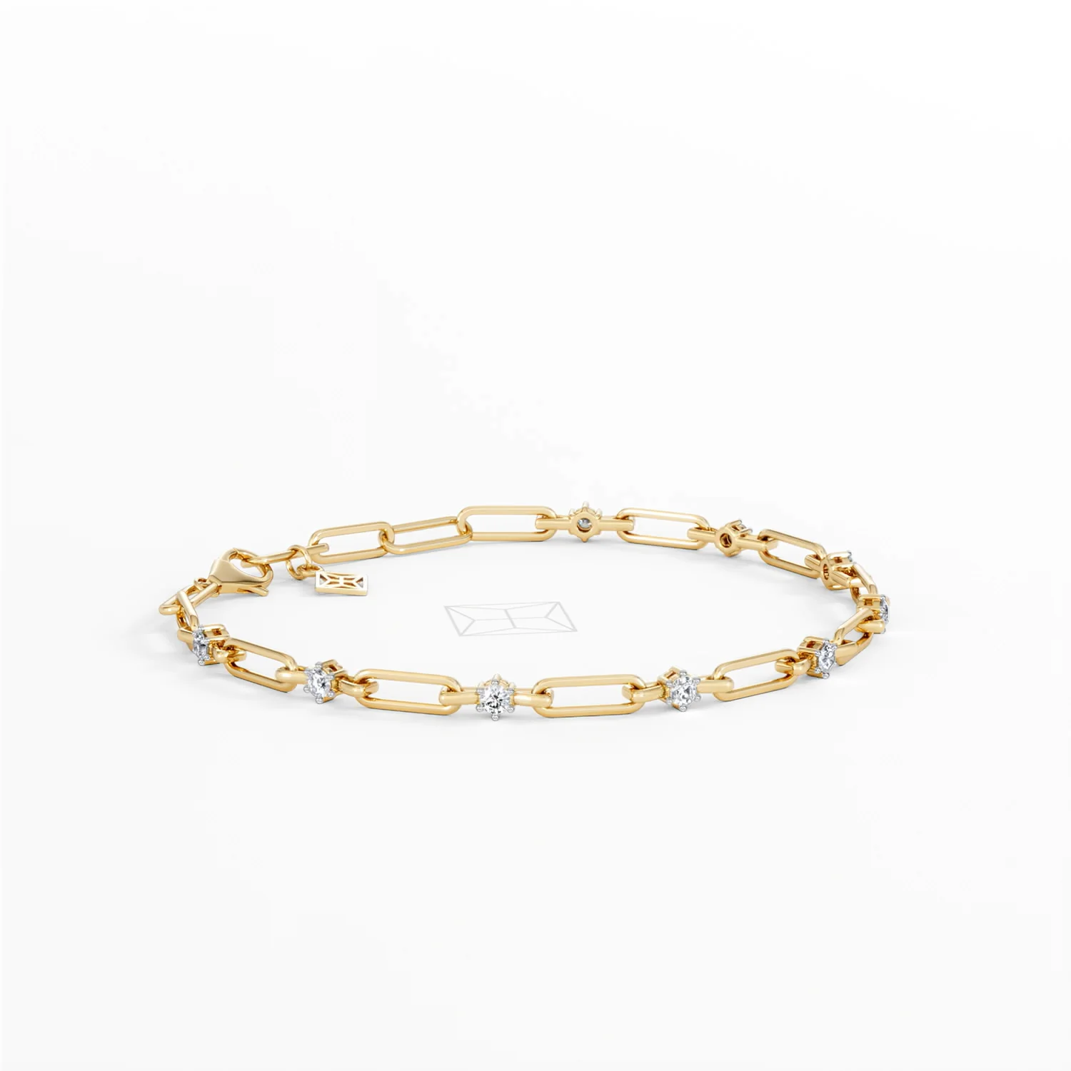 Paperclip 0.36ct Lab Diamond Link Bracelet in 18K Yellow Gold - Image 20