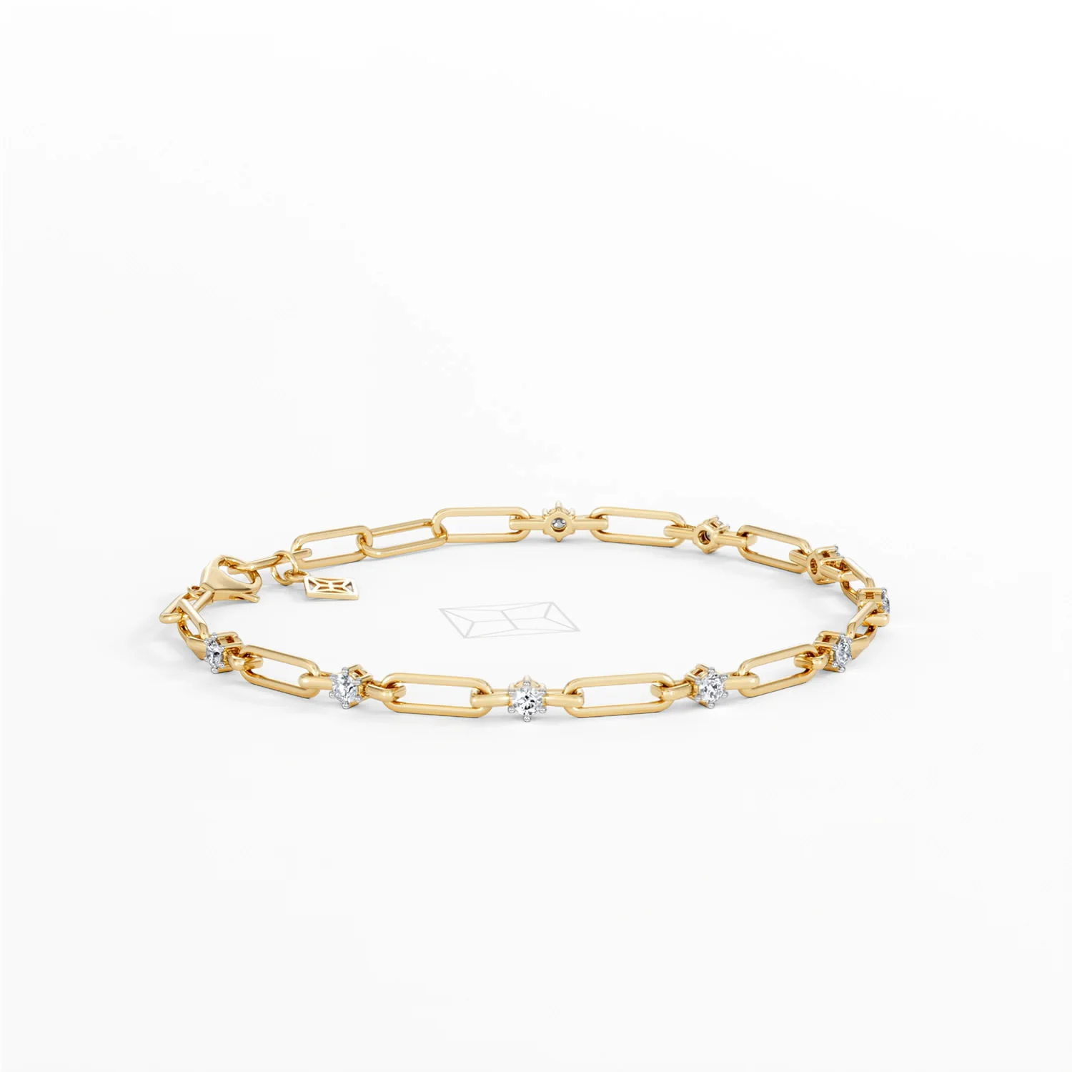 Paperclip 0.36ct Lab Diamond Link Bracelet in 18K Yellow Gold - Image 21