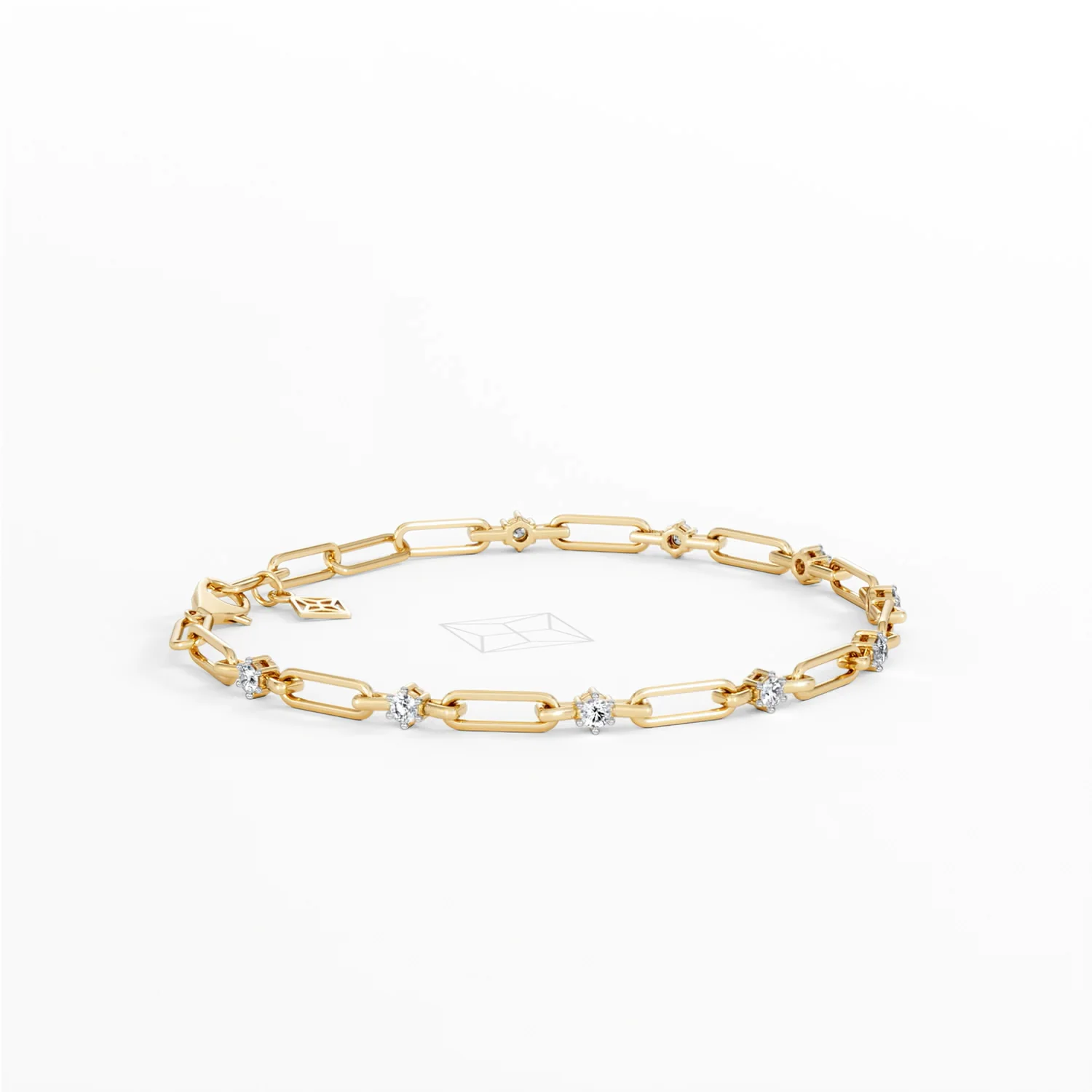 Paperclip 0.36ct Lab Diamond Link Bracelet in 18K Yellow Gold - Image 23