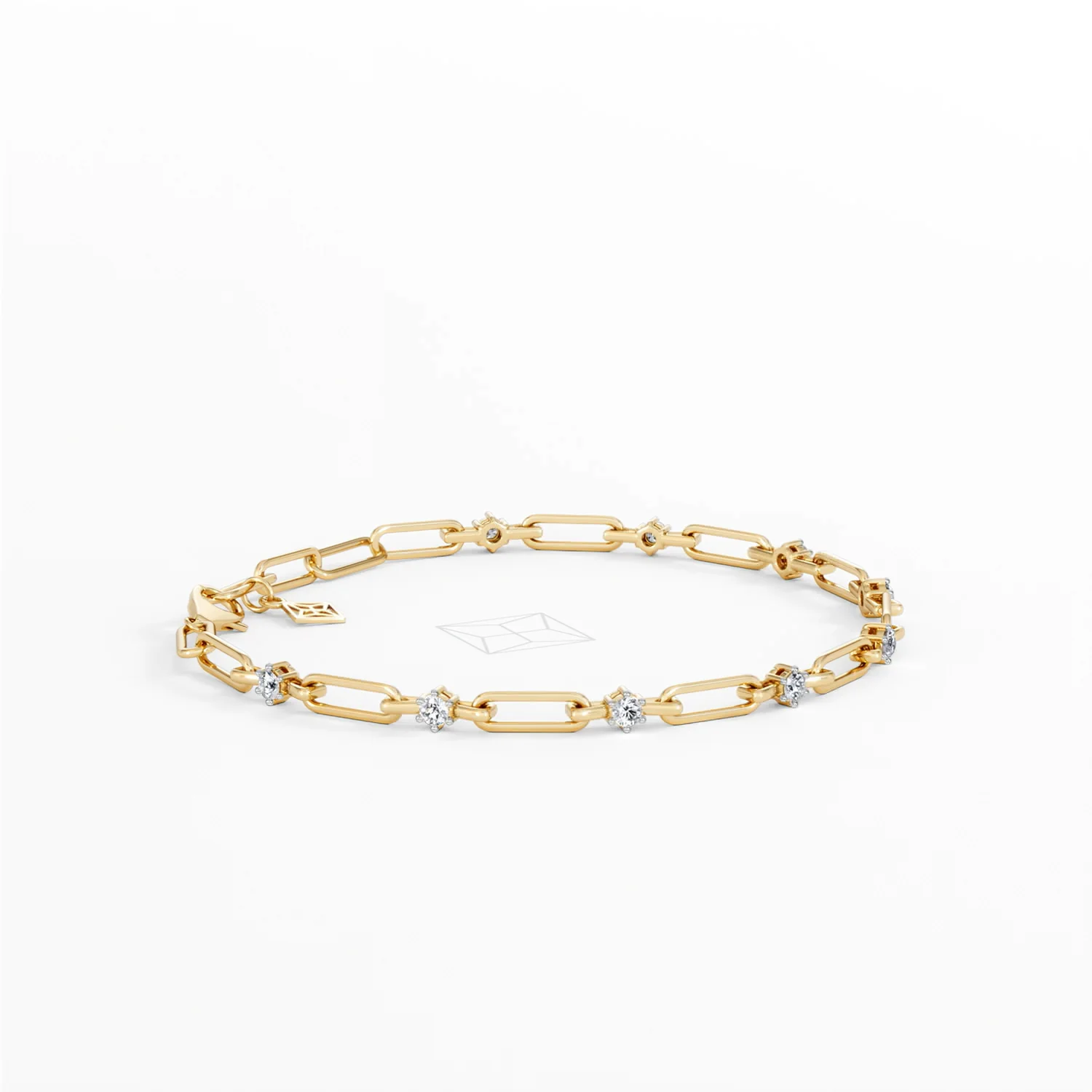 Paperclip 0.36ct Lab Diamond Link Bracelet in 18K Yellow Gold - Image 24