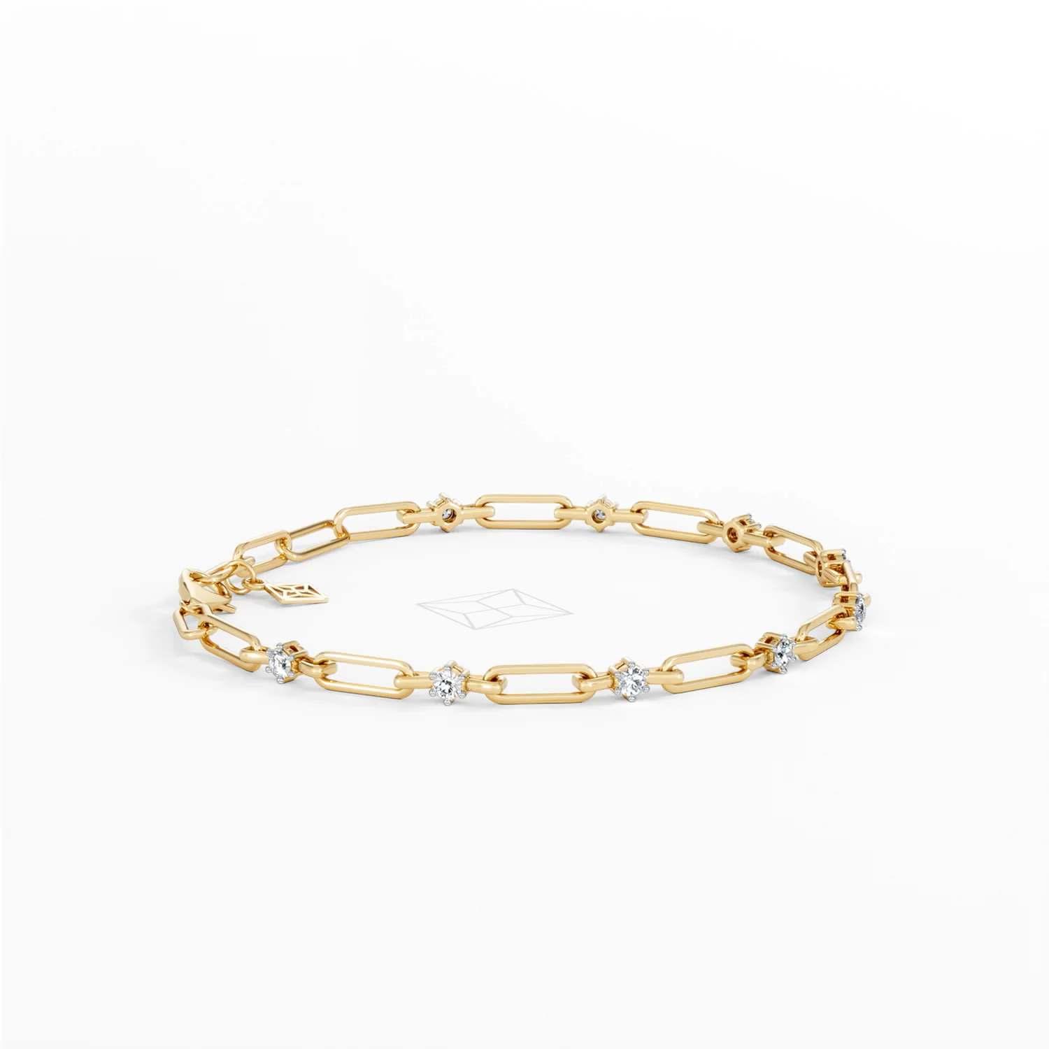 Paperclip 0.36ct Lab Diamond Link Bracelet in 18K Yellow Gold - Image 25