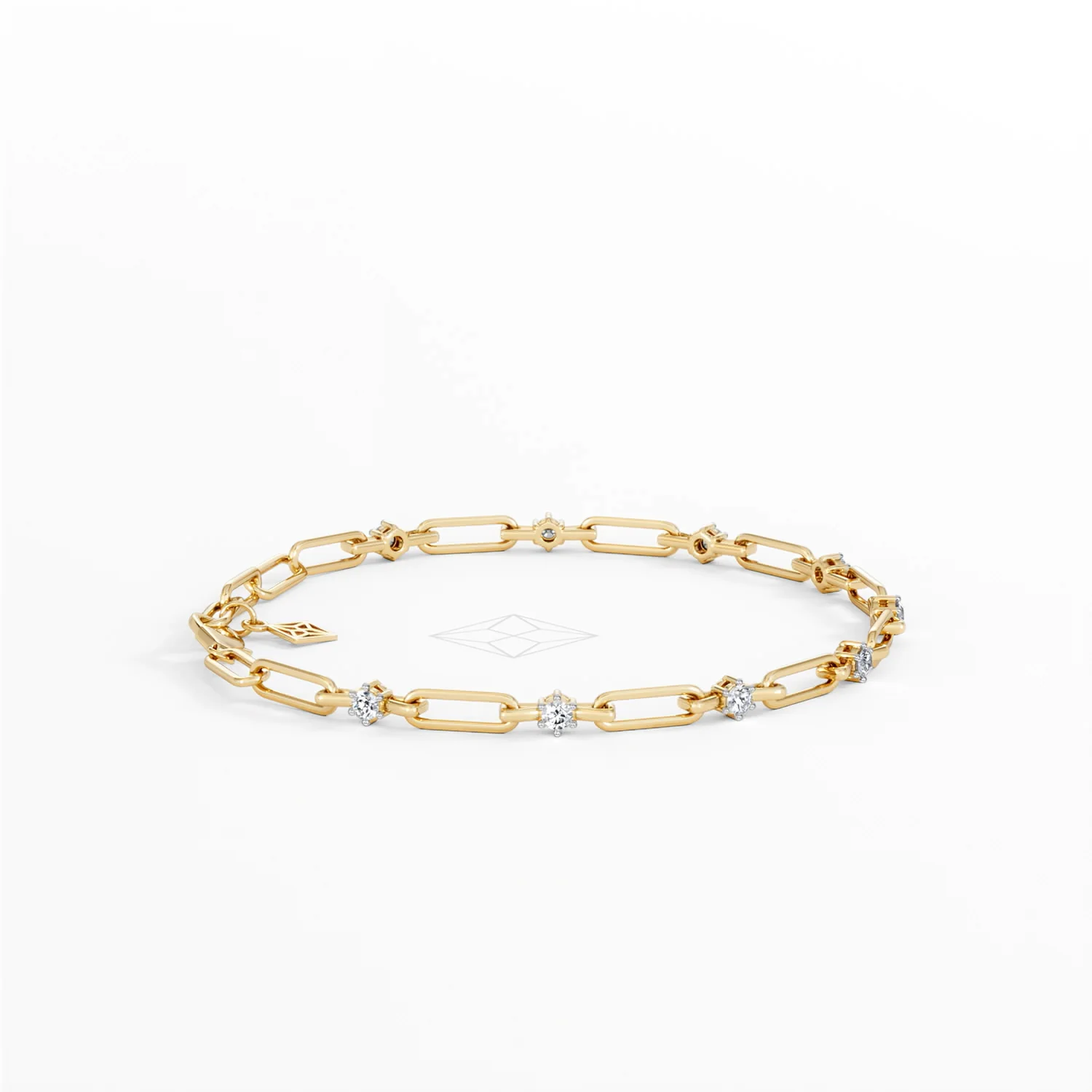 Paperclip 0.36ct Lab Diamond Link Bracelet in 18K Yellow Gold - Image 28