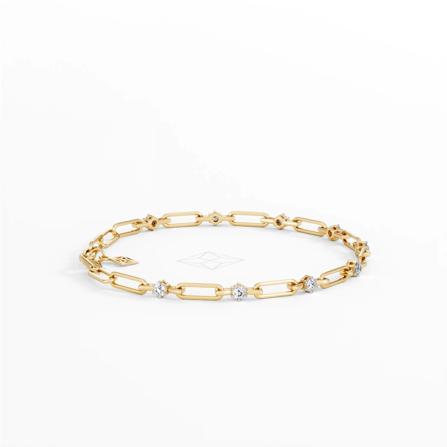 Paperclip 0.36ct Lab Diamond Link Bracelet in 18K Yellow Gold - Image 29