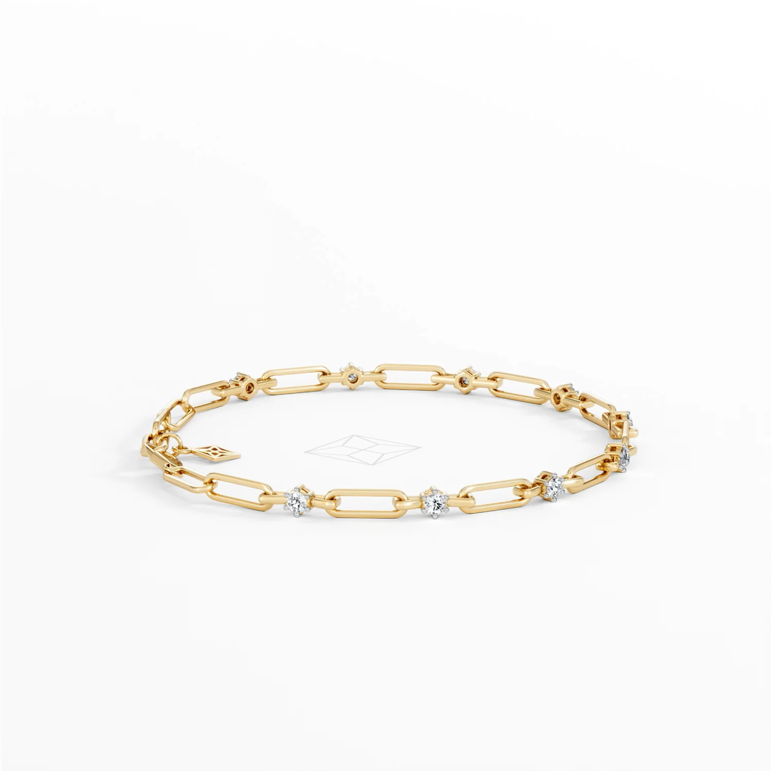 Paperclip 0.36ct Lab Diamond Link Bracelet in 18K Yellow Gold - Image 30