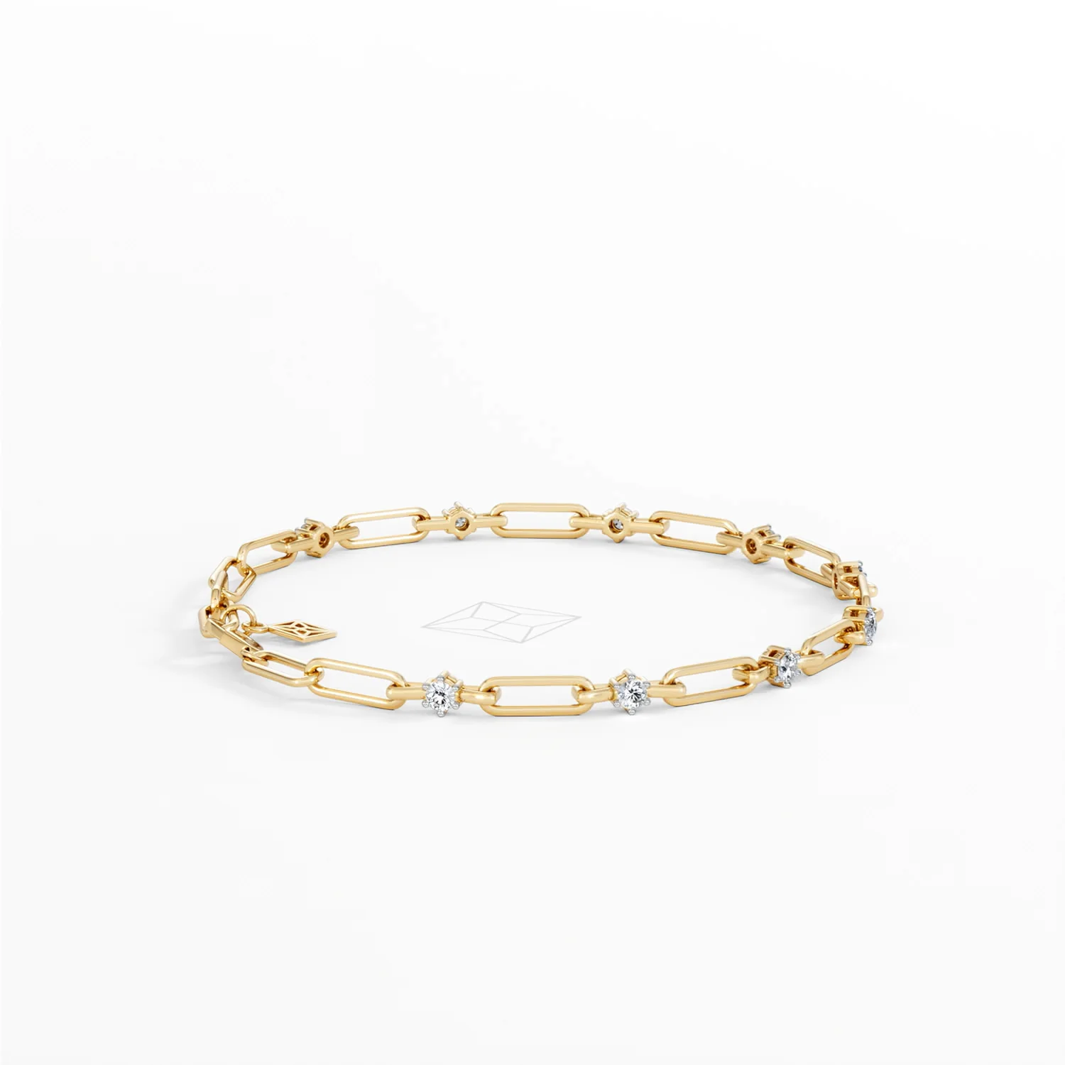 Paperclip 0.36ct Lab Diamond Link Bracelet in 18K Yellow Gold - Image 31