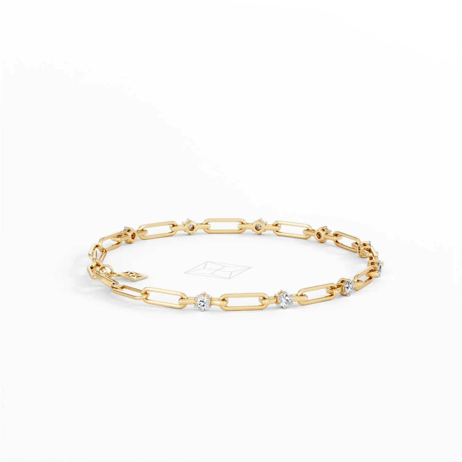 Paperclip 0.36ct Lab Diamond Link Bracelet in 18K Yellow Gold - Image 32
