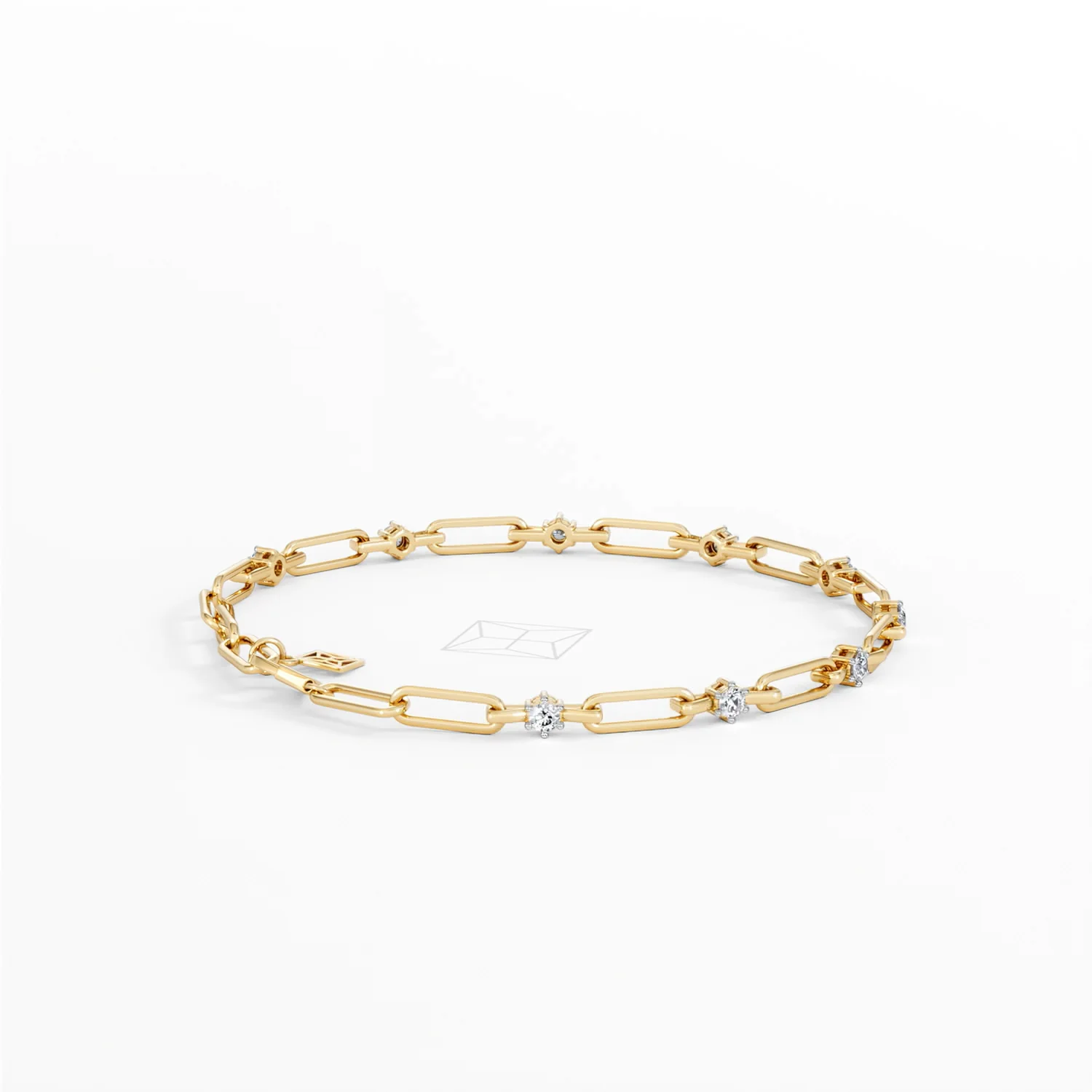Paperclip 0.36ct Lab Diamond Link Bracelet in 18K Yellow Gold - Image 34