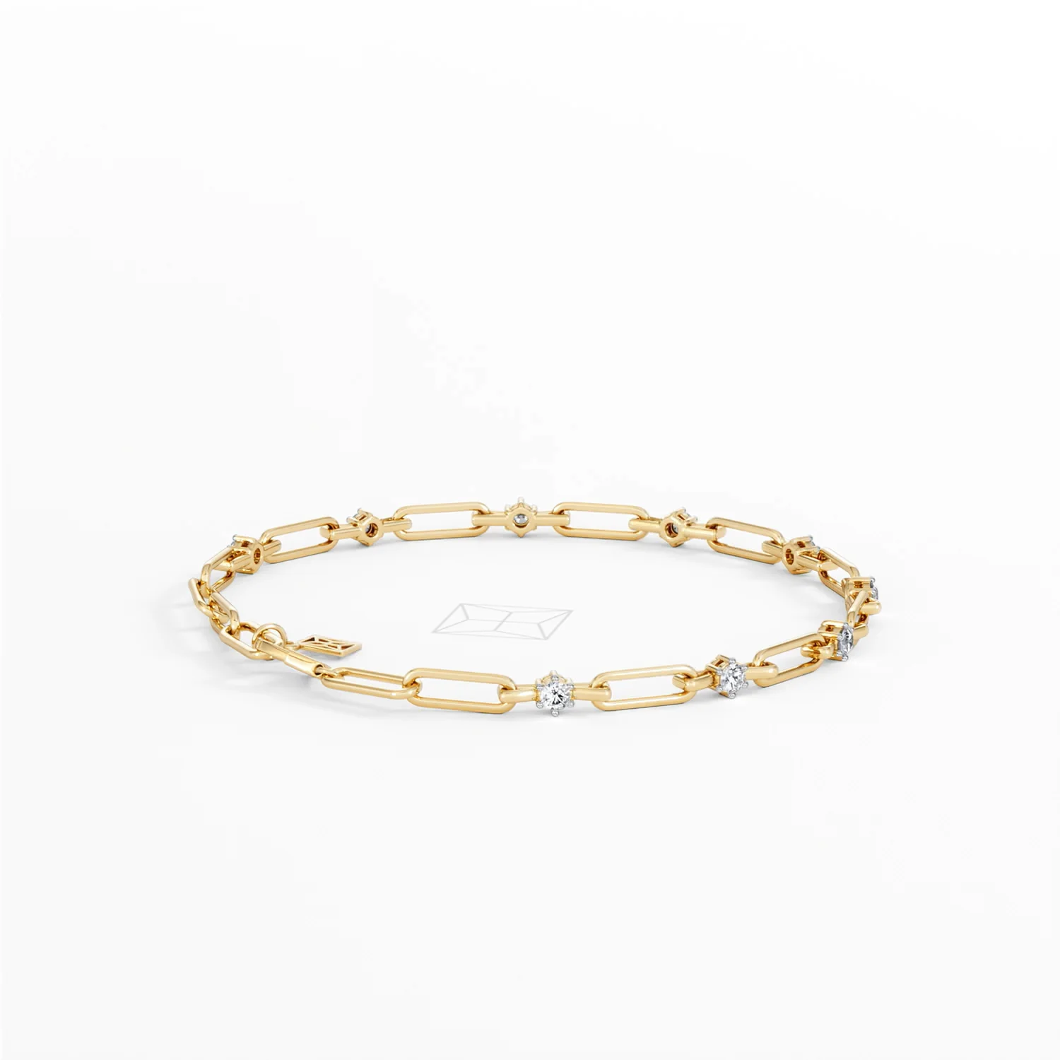 Paperclip 0.36ct Lab Diamond Link Bracelet in 18K Yellow Gold - Image 35
