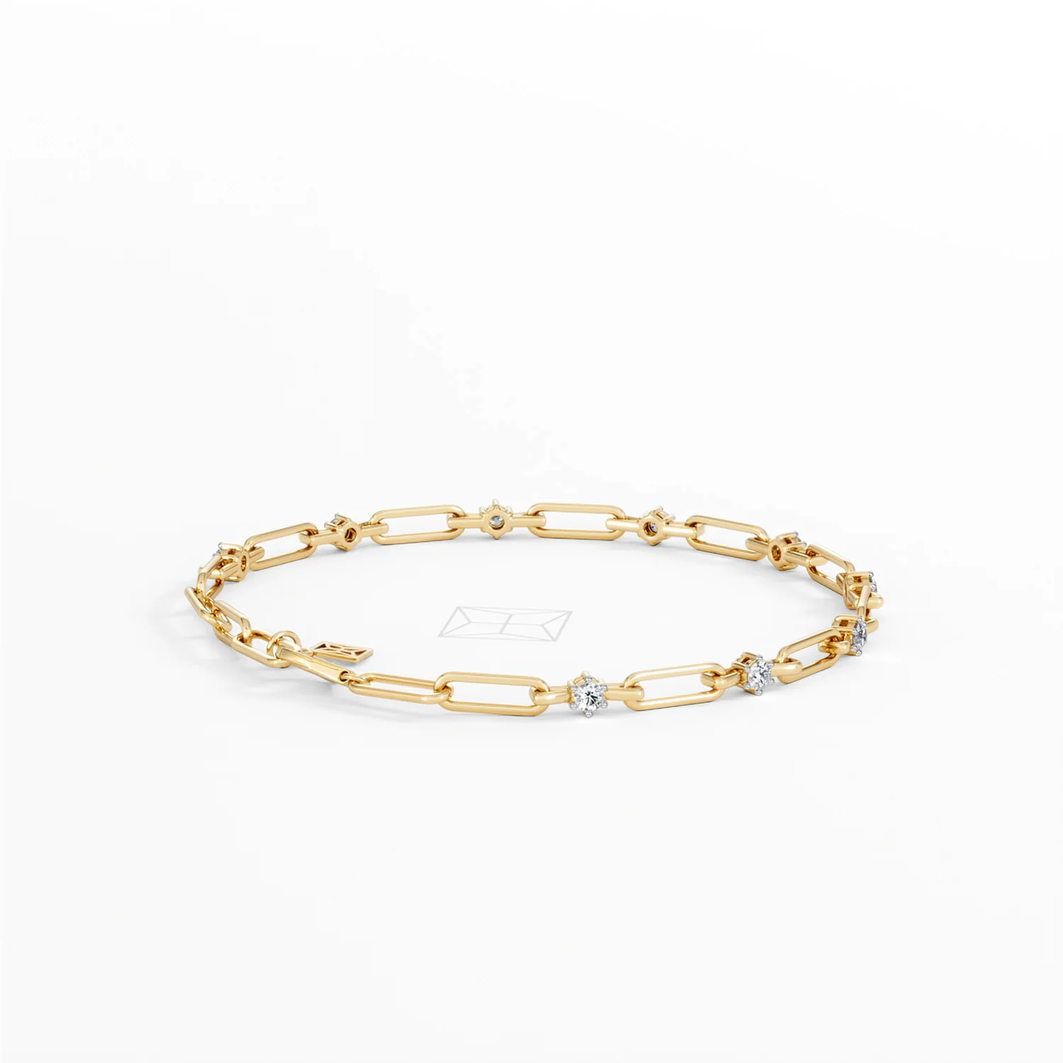 Paperclip 0.36ct Lab Diamond Link Bracelet in 18K Yellow Gold - Image 36