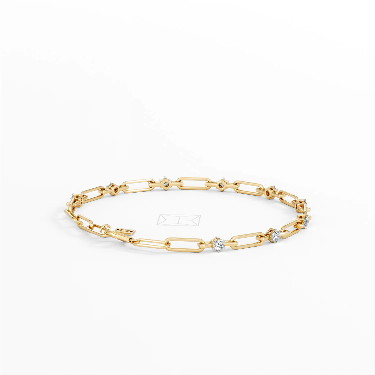Paperclip 0.36ct Lab Diamond Link Bracelet in 18K Yellow Gold - Image 37