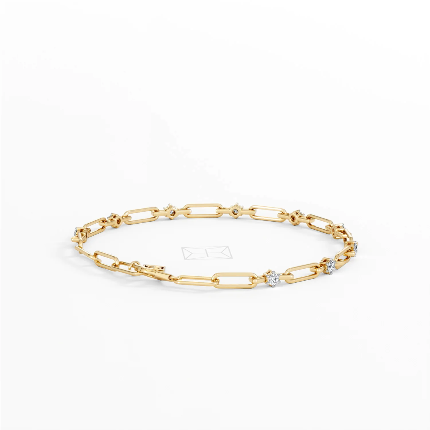 Paperclip 0.36ct Lab Diamond Link Bracelet in 18K Yellow Gold - Image 39