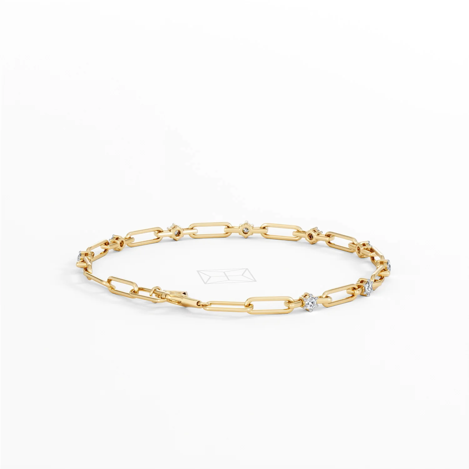 Paperclip 0.36ct Lab Diamond Link Bracelet in 18K Yellow Gold - Image 40